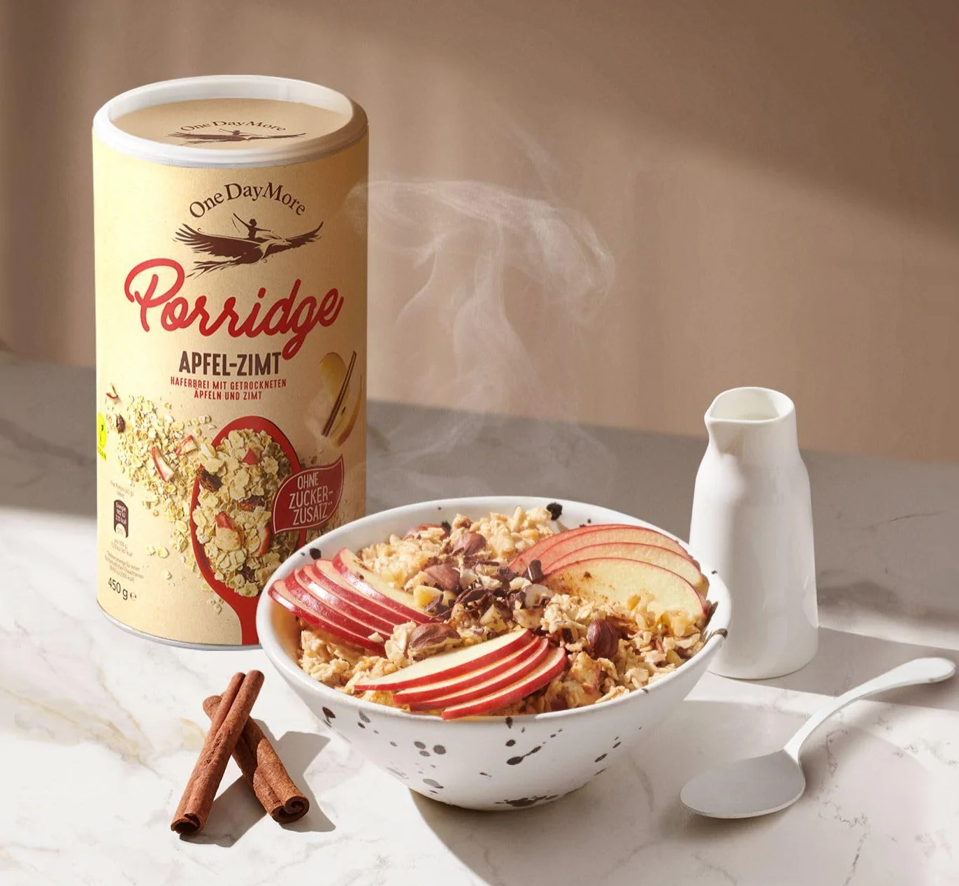 OneDayMore Zestaw Owsianek Bez Cukru – Owocowa, Bananowa i Jabłkowa z Cynamonem | 3×450 g | Naturalne Śniadanie Pełne Błonnika i Energii