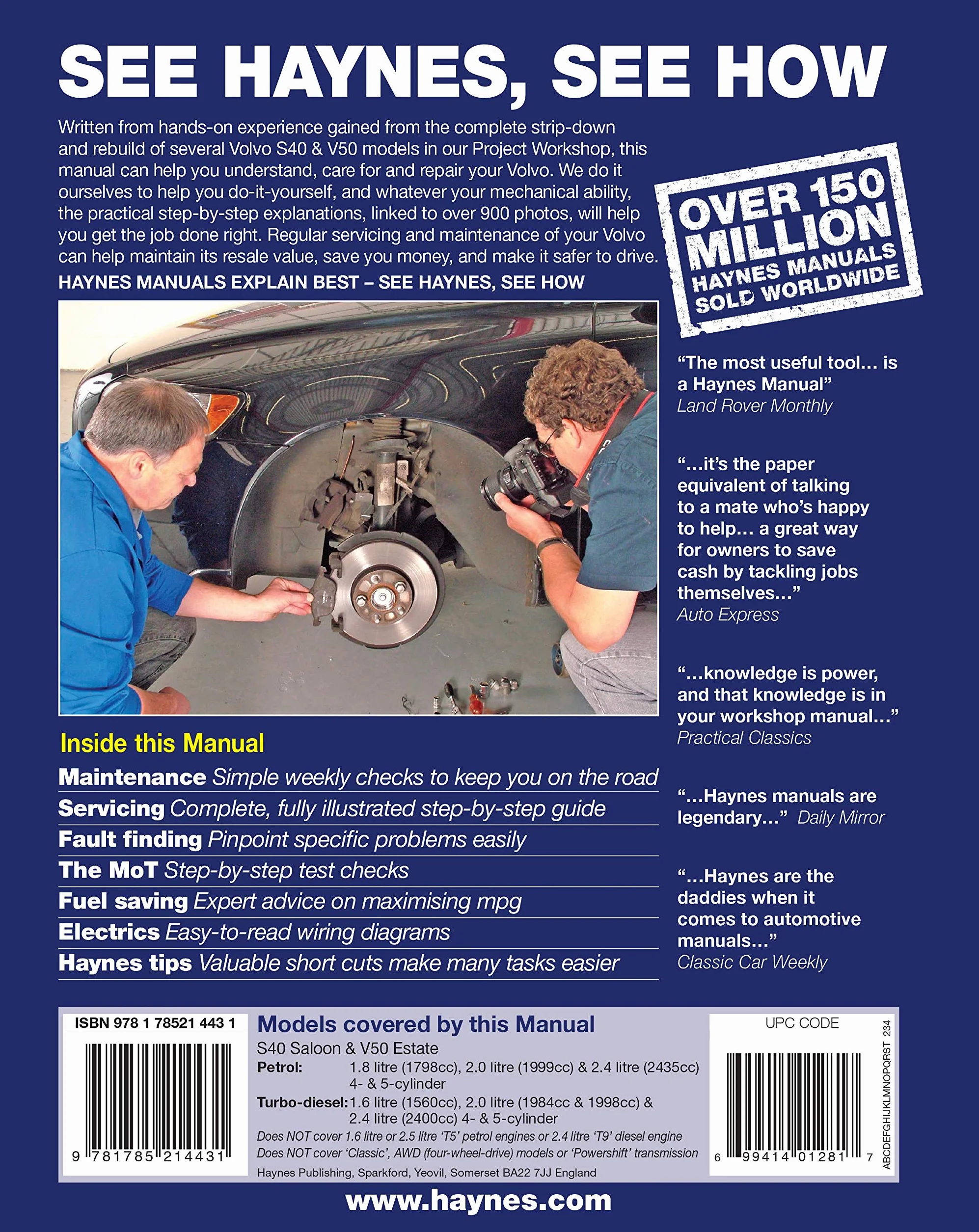 Volvo S40 & V50 Petrol & Diesel (Mar '04-'13) Haynes Repair Manual