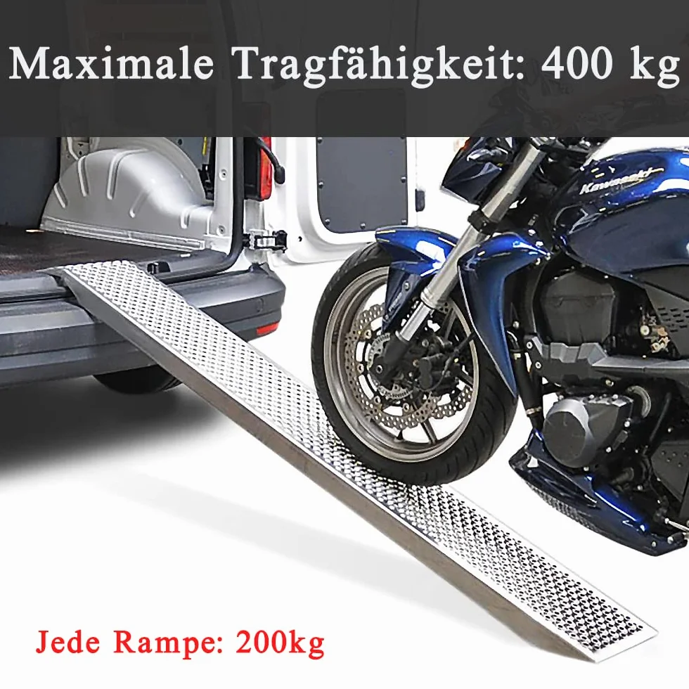 UISEBRT 2 sztuki rampa najazdowa do 400 kg – rampa załadunkowa ze stali ocynkowanej, 135 cm, szyna załadunkowa, antypoślizgowa, rampa do przyczepy do samochodu, motocykla, przyczepy, kosiarki – 135 cm