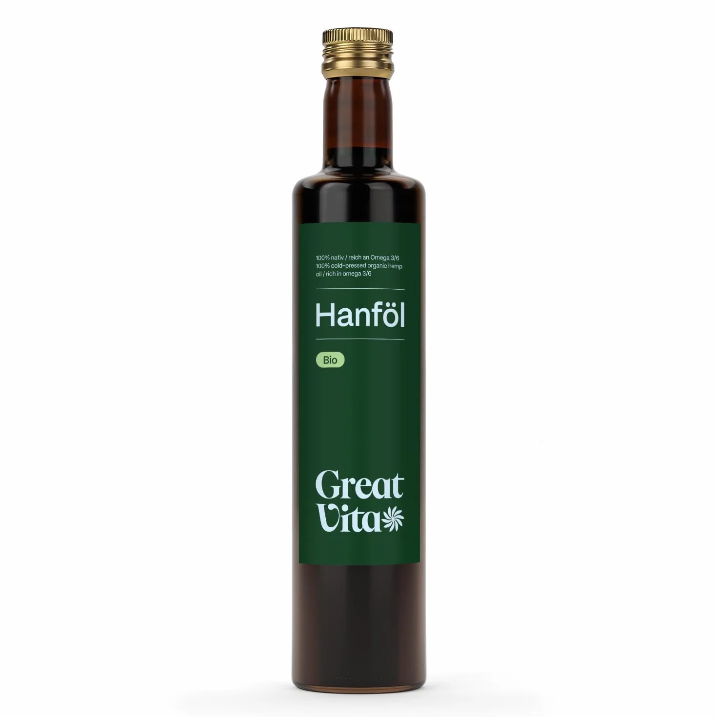 GreatVita Bio olej konopny, 100% czysty i tłoczony na zimno, 2 x (500 ml) olej z nasion konopi