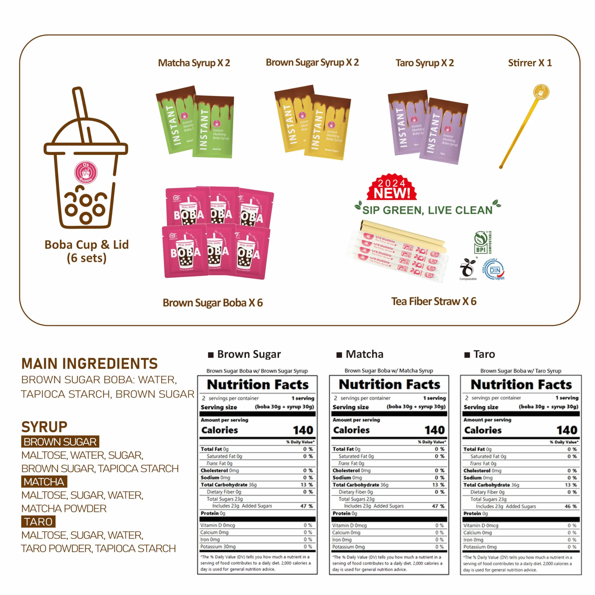 O's Bubble Tea Kit - Boba Tea Kit - Instant Marbling Boba Tea Party Kit - 6 Serving Boba Tea Kit - Instant Popping Boba - Bubble Tea Set (Shelf Stable)