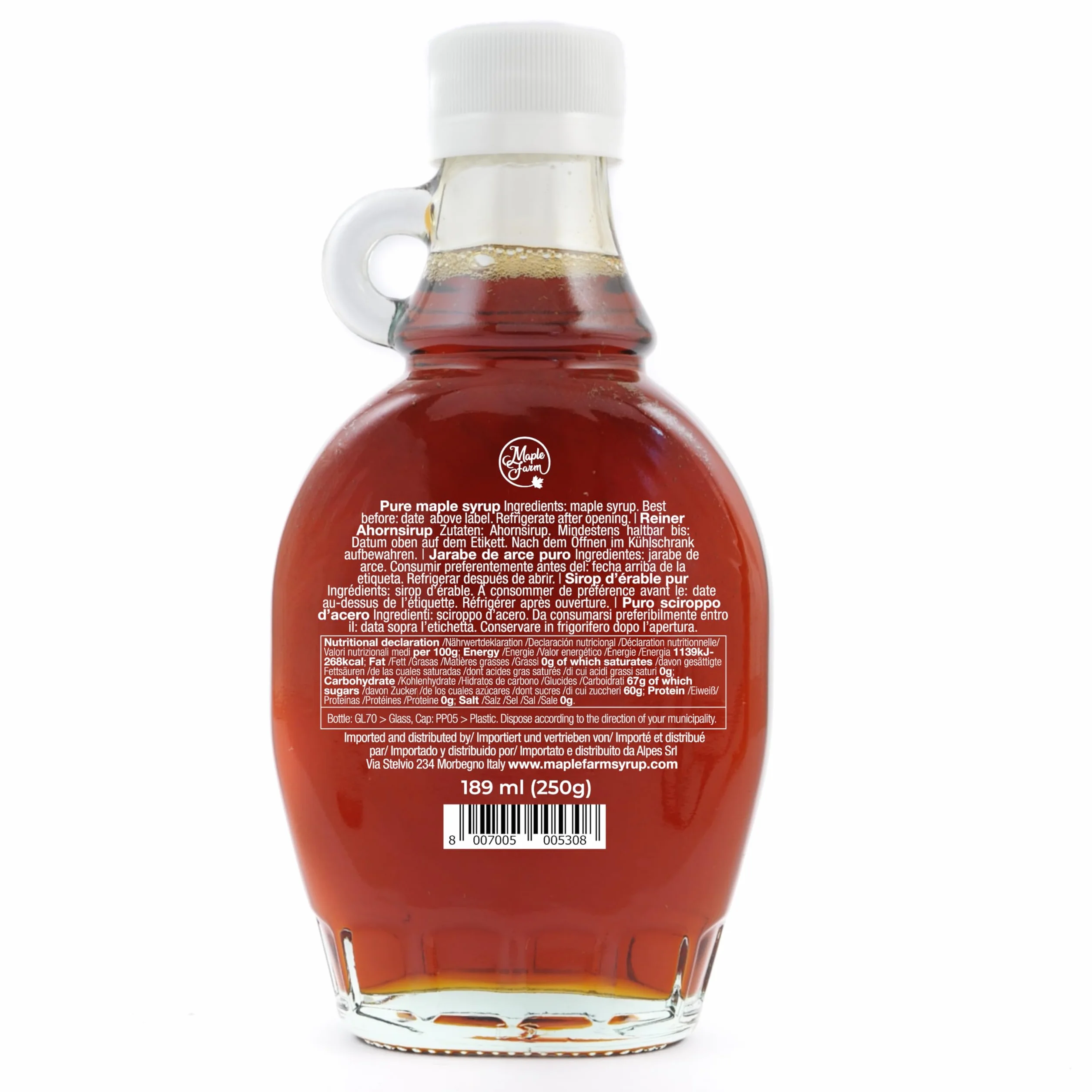 MapleFarm - Czysty syrop klonowy - Wyprodukowano w Kanadzie - Klasa A (Very Dark, Strong taste) - Butelka 189 ml (250 g) - Pure maple syrup - Maple syrup