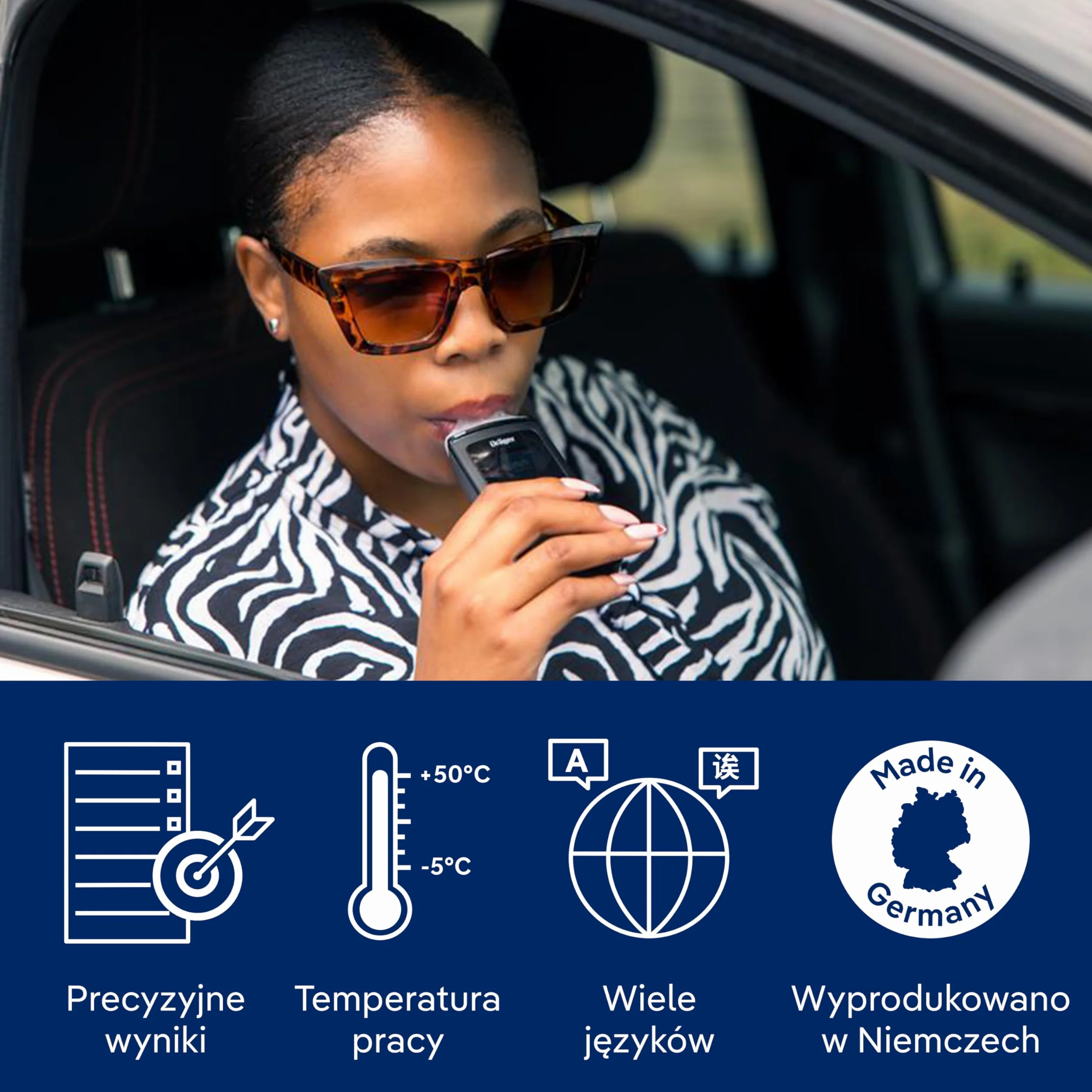 Alkomat Dräger Alcotest 4000 | przenośny alkomat i tester alkoholu | cyfrowy alkomat klasy policyjnej i dokładności dowodowej | ustniki wielokrotnego użytku | osobiste, zastosowanie zawodowe, zastosowanie podczas podróży