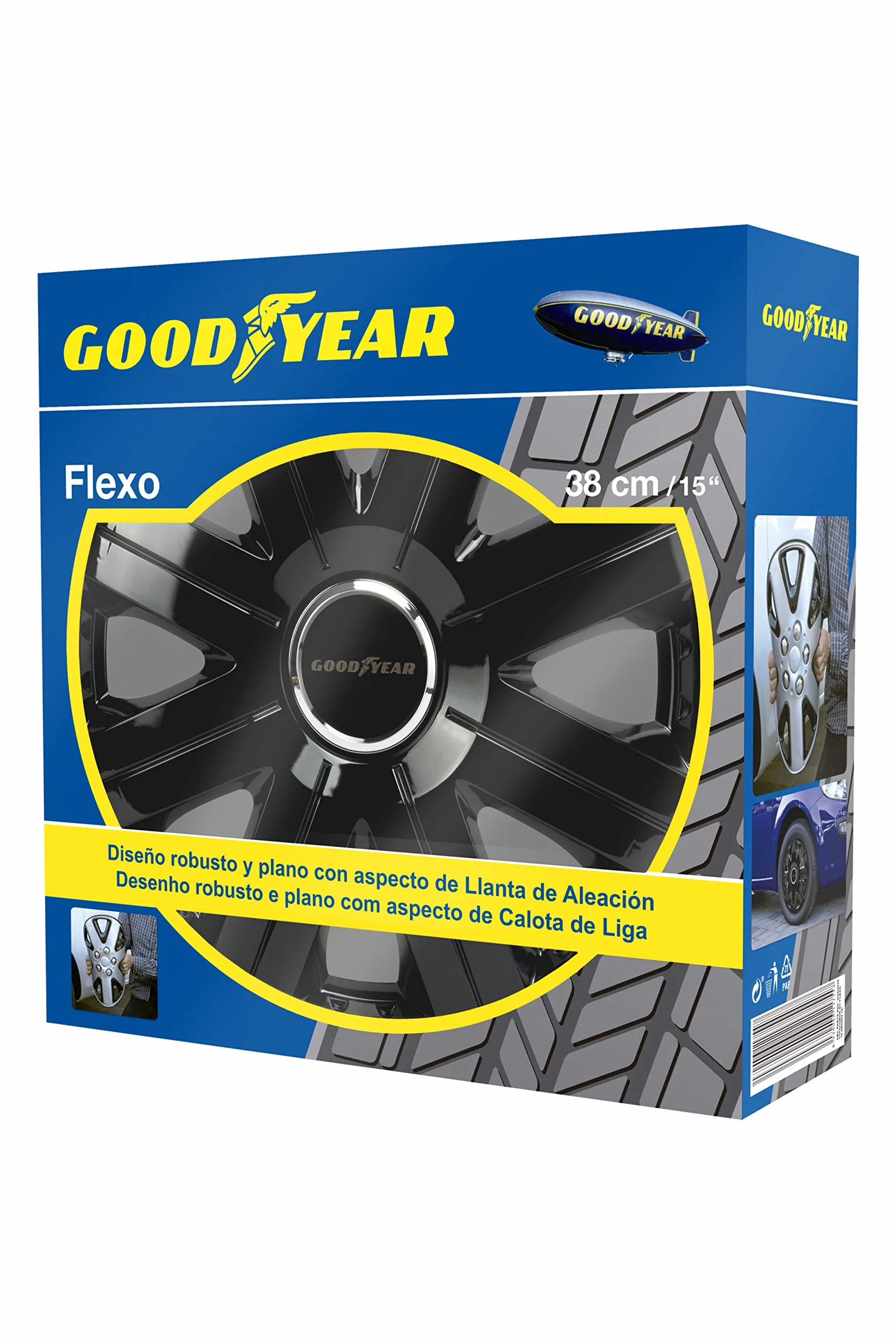 Goodyear klipsy na kołpaki 35 cm czarne srebrne zestaw 4