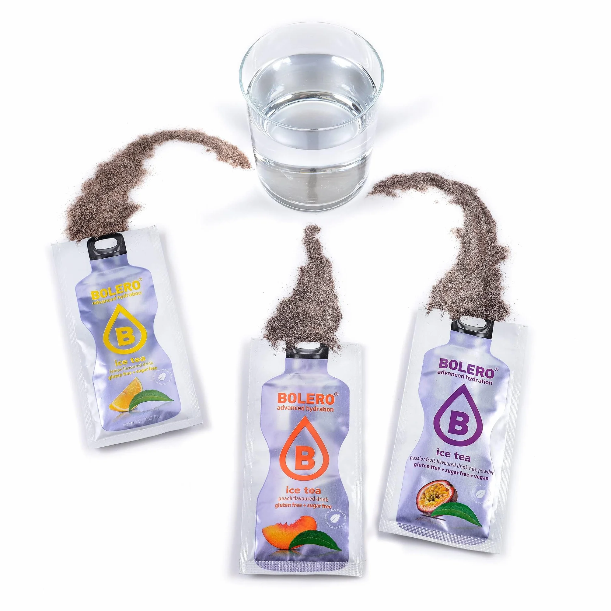Poznaj Bolero ICE TEA MIX | 24x8g I Orzeźwiający napój w proszku bez cukru słodzony stewią | cytrynowy aromat mrożonej herbaty, mrożona herbata brzoskwiniowa, mrożona herbata z marakui