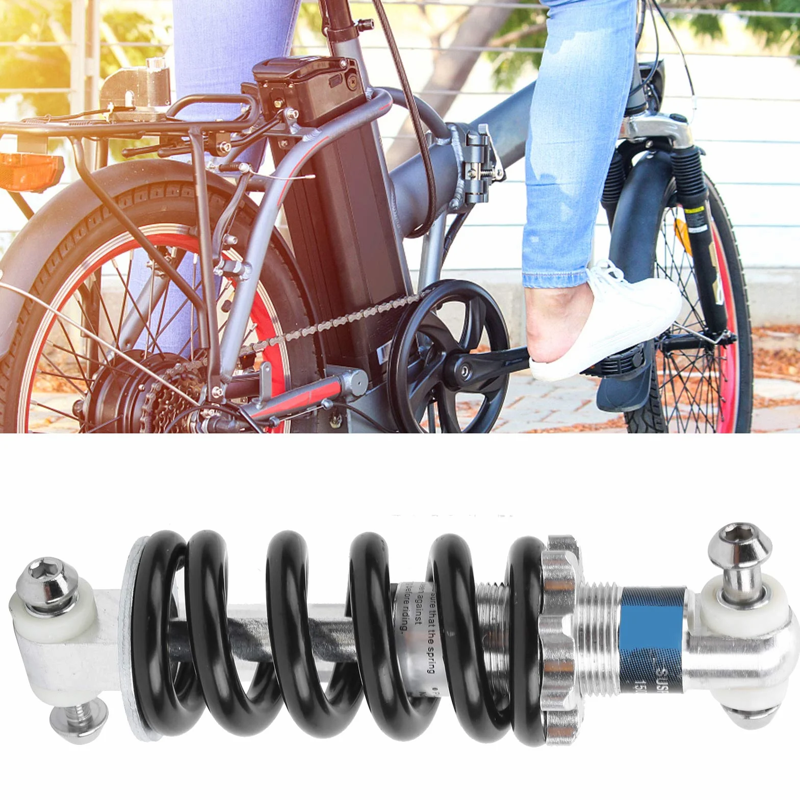 Tissting Amortyzatory motocyklowe zawieszenie 150 mm sprężynowe amortyzatory śrubowe regulowane zawieszenie amortyzator akcesoria do roweru górskiego, roweru elektrycznego(1500lbs)
