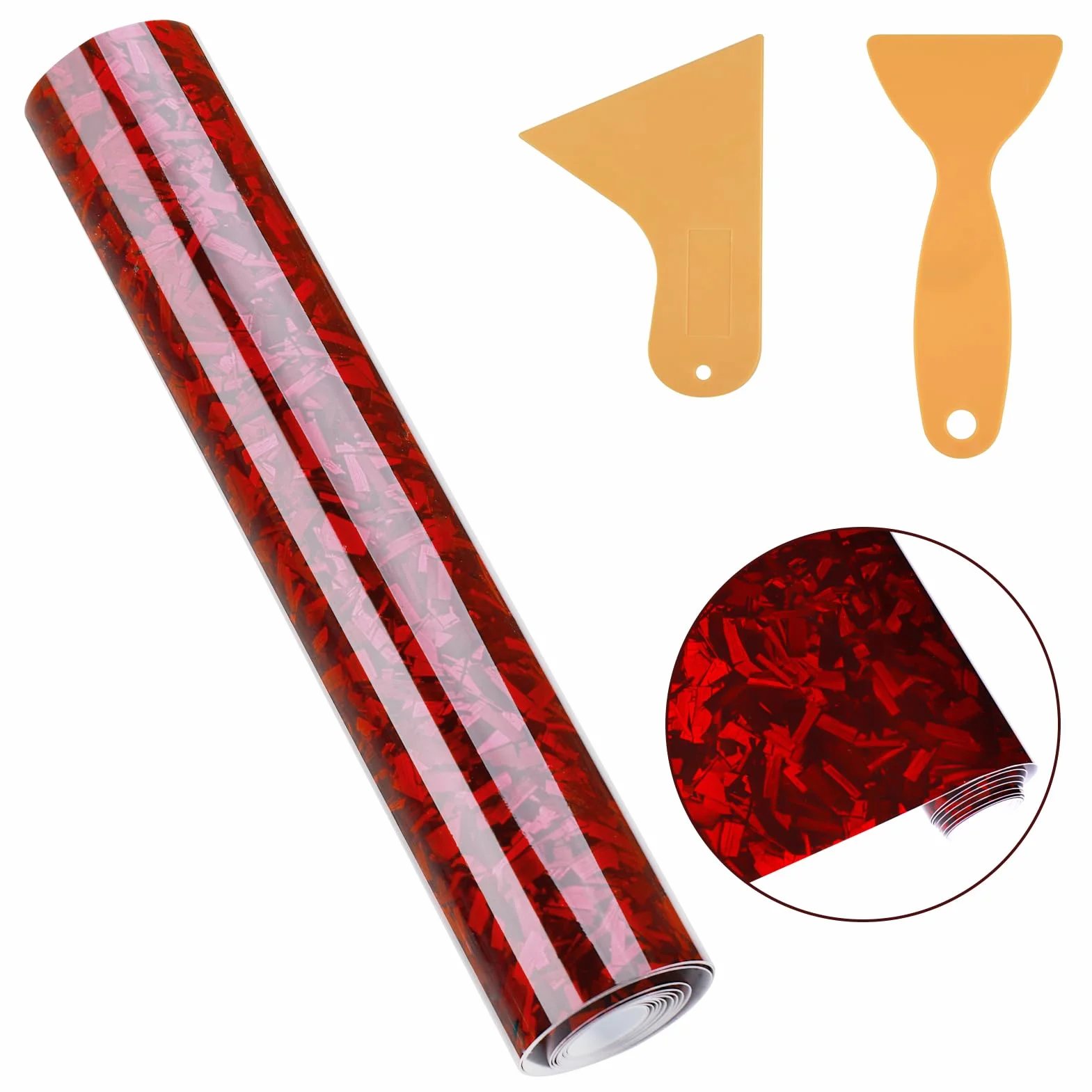Zocipro Carbon Folie Auto – Folia do Karbonu Kutego do Samochodów, 152 x 30 cm, na Mokro i na Sucho, z Raklą, Samoprzylepna Folia Ochronna na Samochód, Czerwona