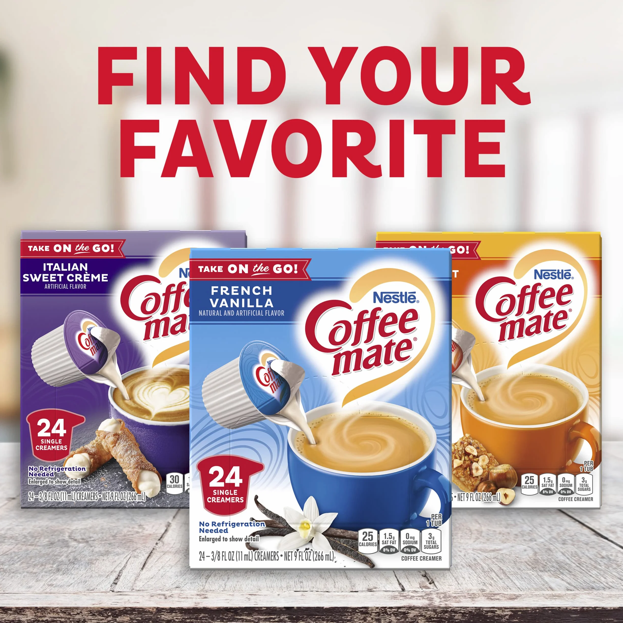 Coffee-mate Coffee Creamer Liquid Singles, oryginalny, 24 liczba (opakowanie 4 szt.)