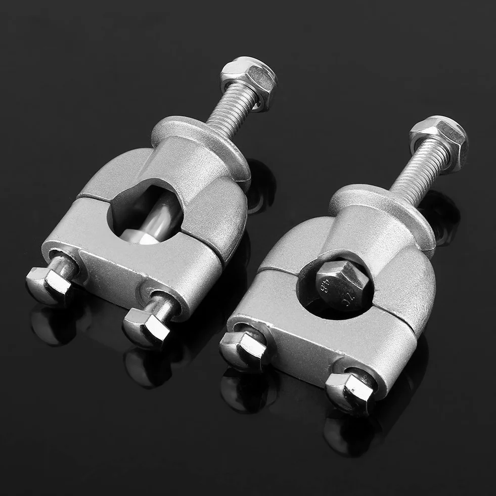 7/8 22 mm Zacisk do montażu na kierownicy, 2 szt./para uniwersalne srebrne podnóżki zaciskowe na kierownicę do motocykla Dirt Bike ATV uchwyt motocyklowy