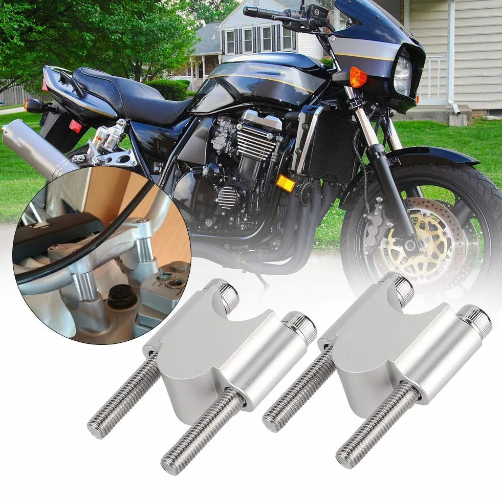 Podwyższenie kierownicy 22 mm, riser Hornet, riser, 7/8", 22 mm, uniwersalna modyfikacja kierownicy motocykla, zaciski ze stopu aluminium, srebro