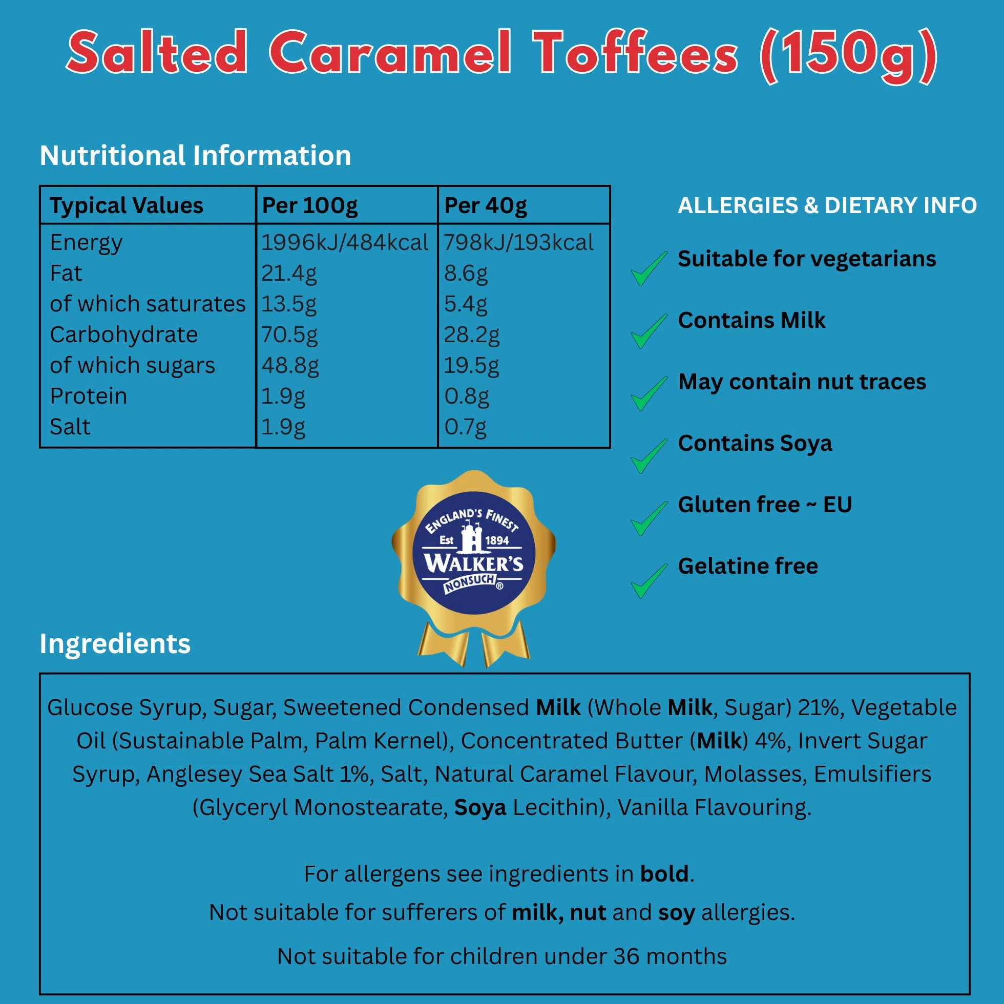 Walkers Salted Caramel Toffees 150 g