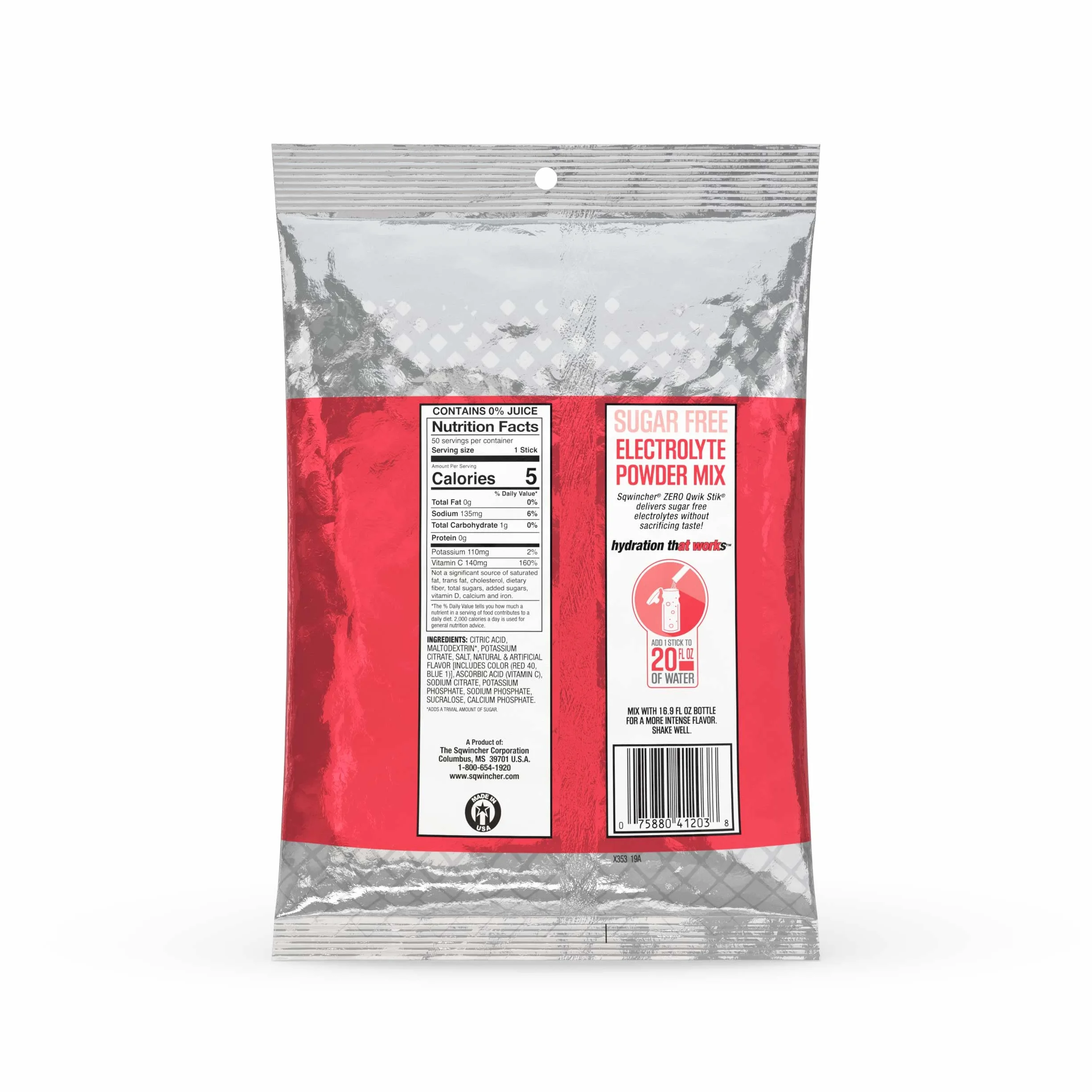 Sqwincher Zero Qwik Stik - Sugar Free Electrolyte Powdered Beverage Mix 060102-FP 060102-FP (opakowanie 50)