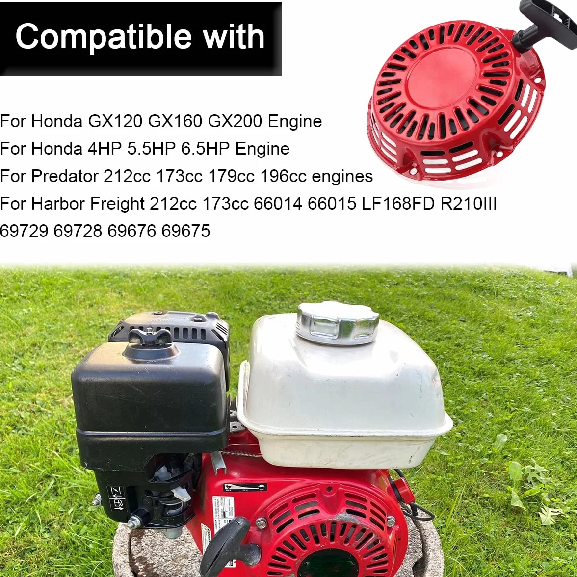 ZAMDOE GX160 Rozrusznik Backspace z kubkiem startowym dla Honda GX120 GX200 4HP 5.5HP 6.5HP 168F Generator 212CC 6.5 7HP 173cc R210 Silnik silnika, wymiana # 28400-ZE1-003ZF 284000 -ZH8-0 13 Lat