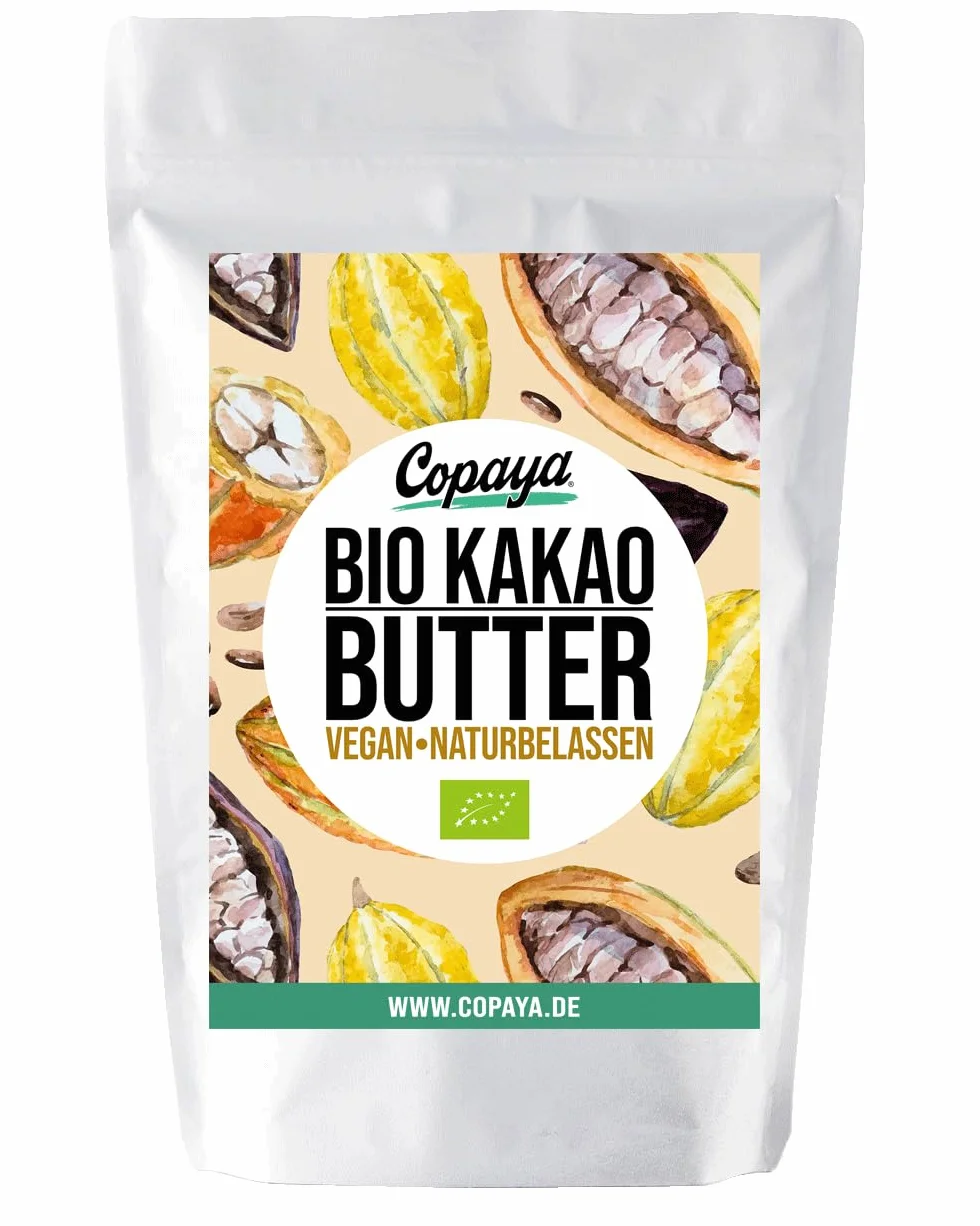 Copaya Masło kakaowe Bio Roh, chipsy kakao z Criollo Kakao z nieprażonych ziaren kakao wegańskie w jakości surowej (250 g)