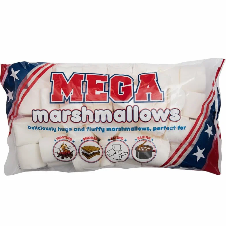Mega Marshmallow Pack 2 x 500 g smaczne, puszyste, bardzo duże bez tłuszczu. Idealne do pieczenia, smores przekąsek itp. - Przygotowane według pysznego amerykańskiego przepisu (ok. 1 kg)