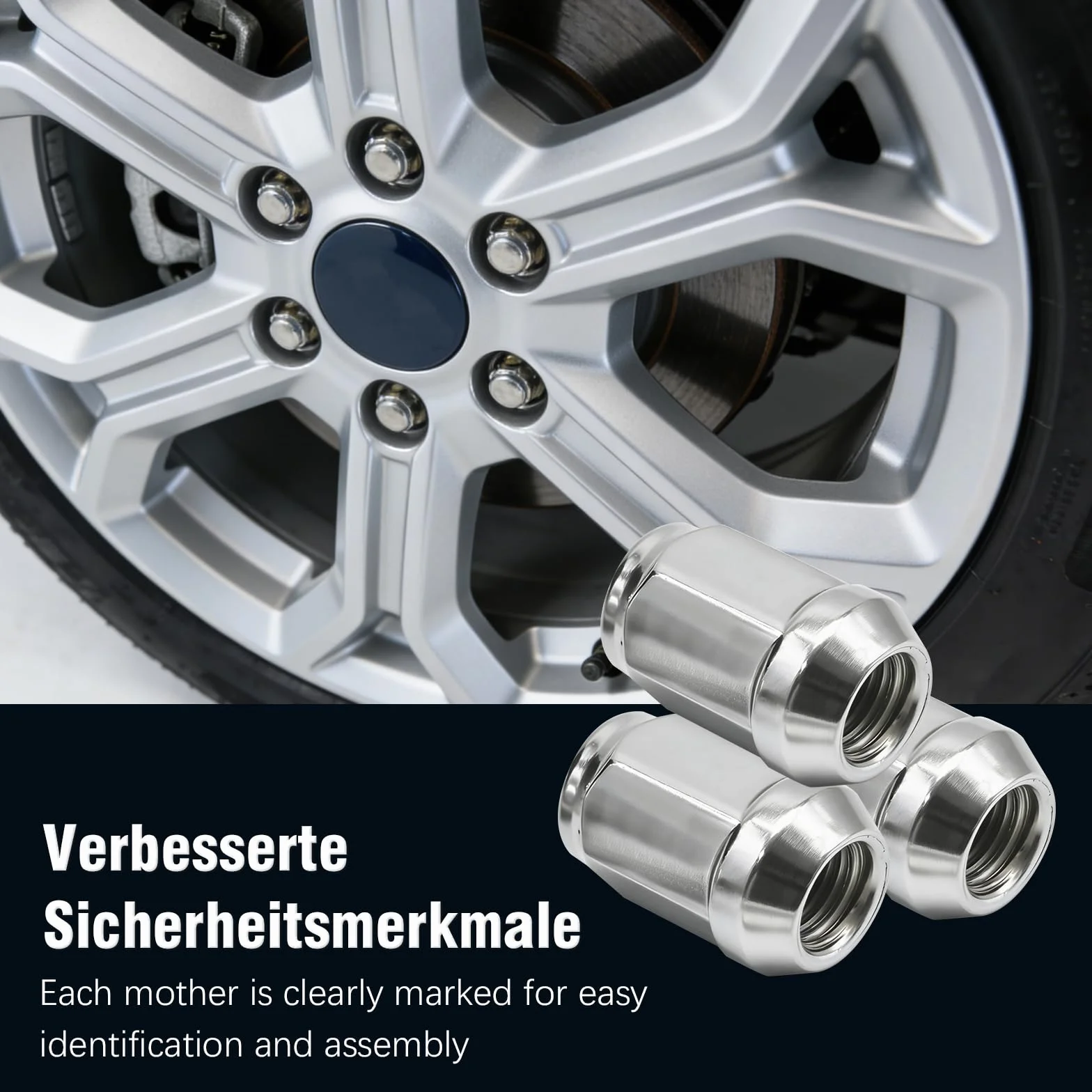 Chromowane nakrętki do kół M12 x 1,5 stożkowe 60° do Ford Escort Fiesta Focus Fusion Mazda 626 RX7 323F 929