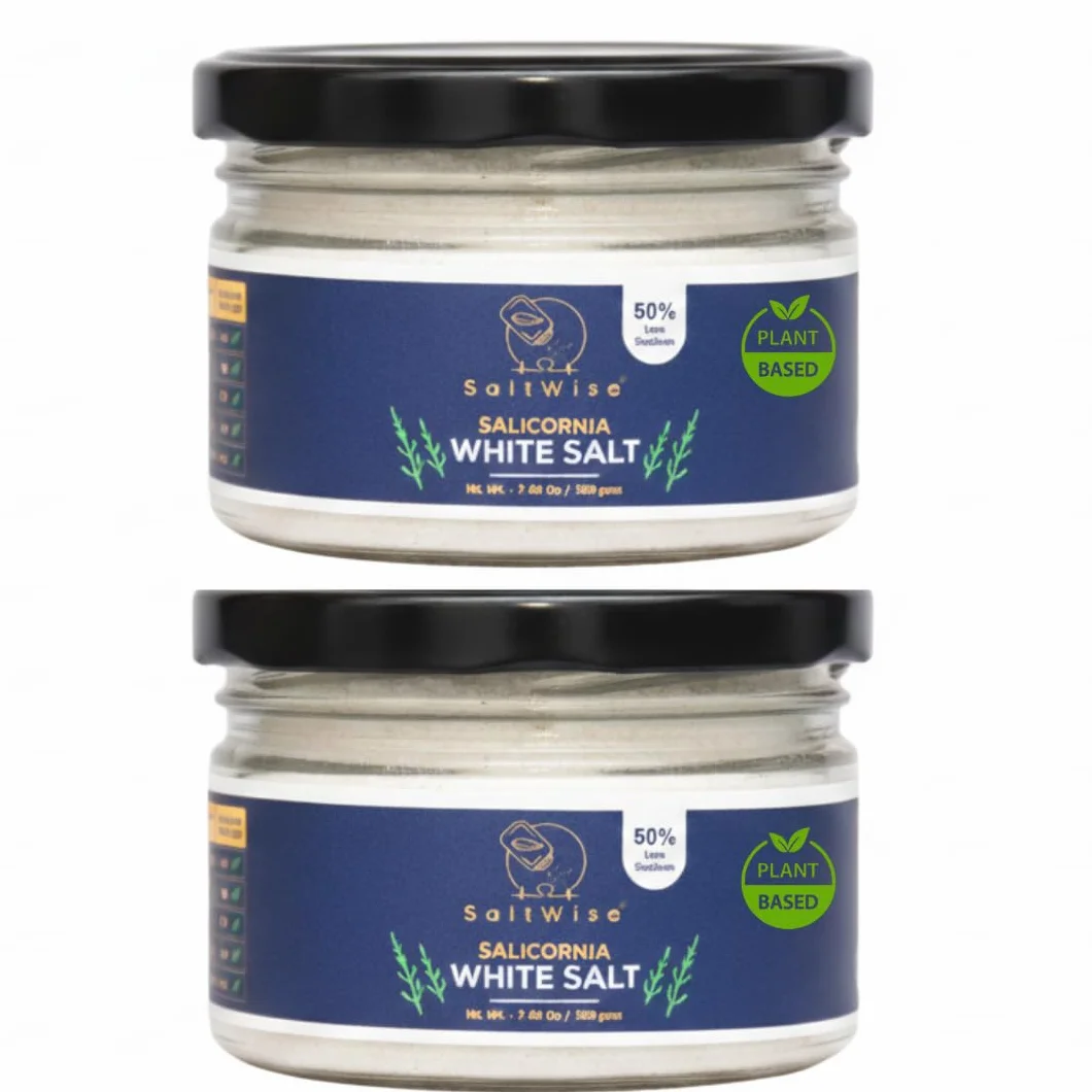 SaltWise Salicornia White Salt 2-Pack Low Sodium Substitute Plant-Based Mineral Kosher 14.10 oz 400g