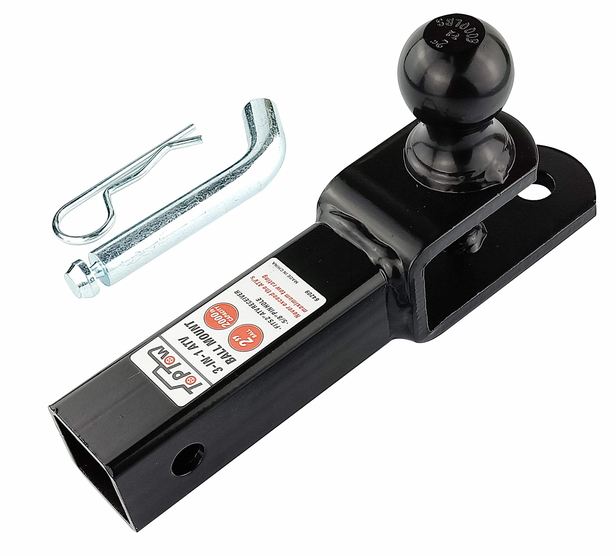TOPTOW Zaczepy kulowe haka holowniczego ATV/UTV, kula 5 cm, połączenie stworzeniowe, pasuje do gniazda haka 5 cm