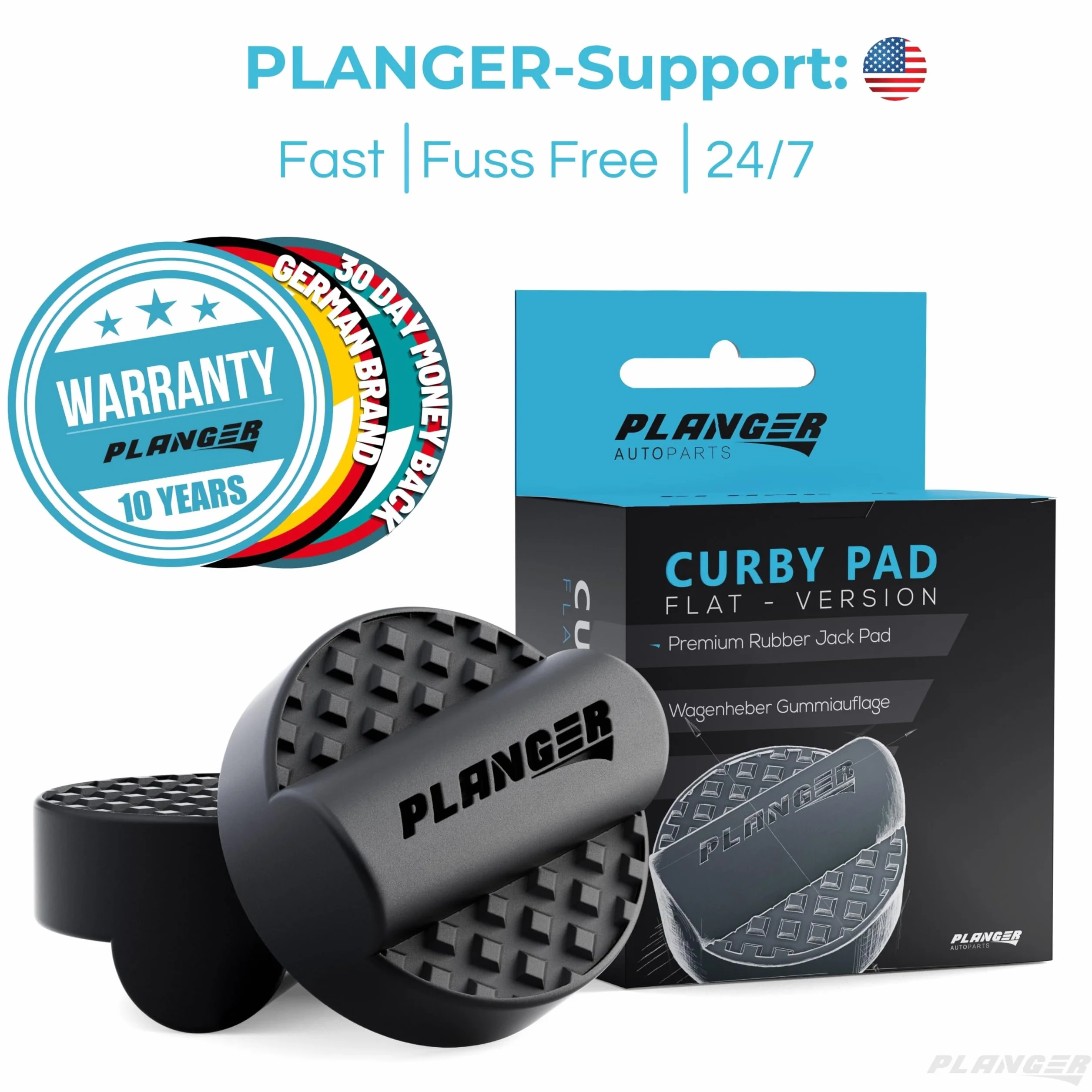 PLANGER® - Płaska nakładka gumowa na podnośnik samochodowy (do niektórych modeli audio) na podnośnik manewrowy – chroni samochód osobowy i SUV dzięki kształtowi i gumie