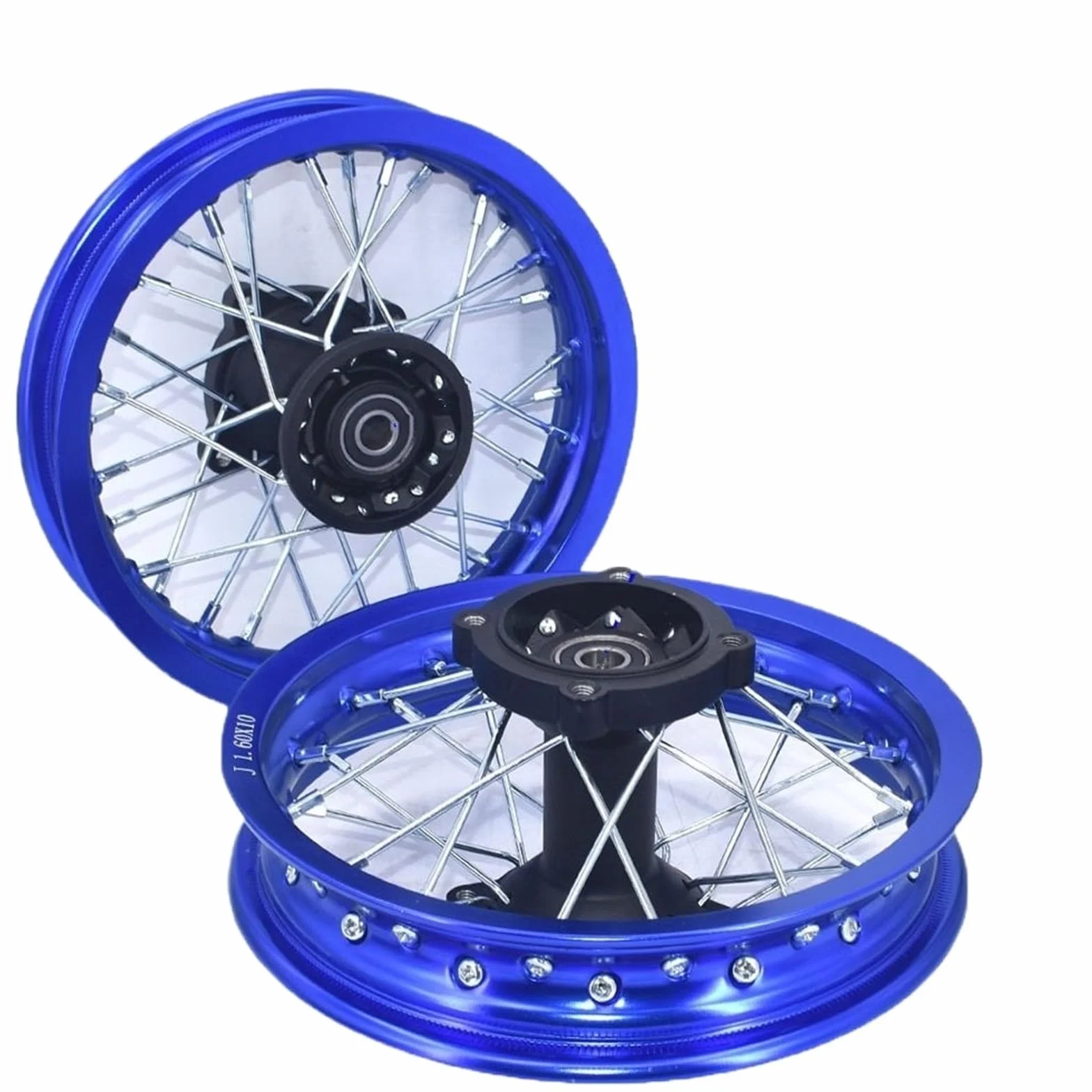 Piasty kół Motocykla Pasuje do CRF50 XR50 70 przednich 1,60-10 cali tylnych 10-calowych aluminiowych felg aluminiowych czarna piasta Przednia Tylna Piasta(Blue 15mm Axle Hole)