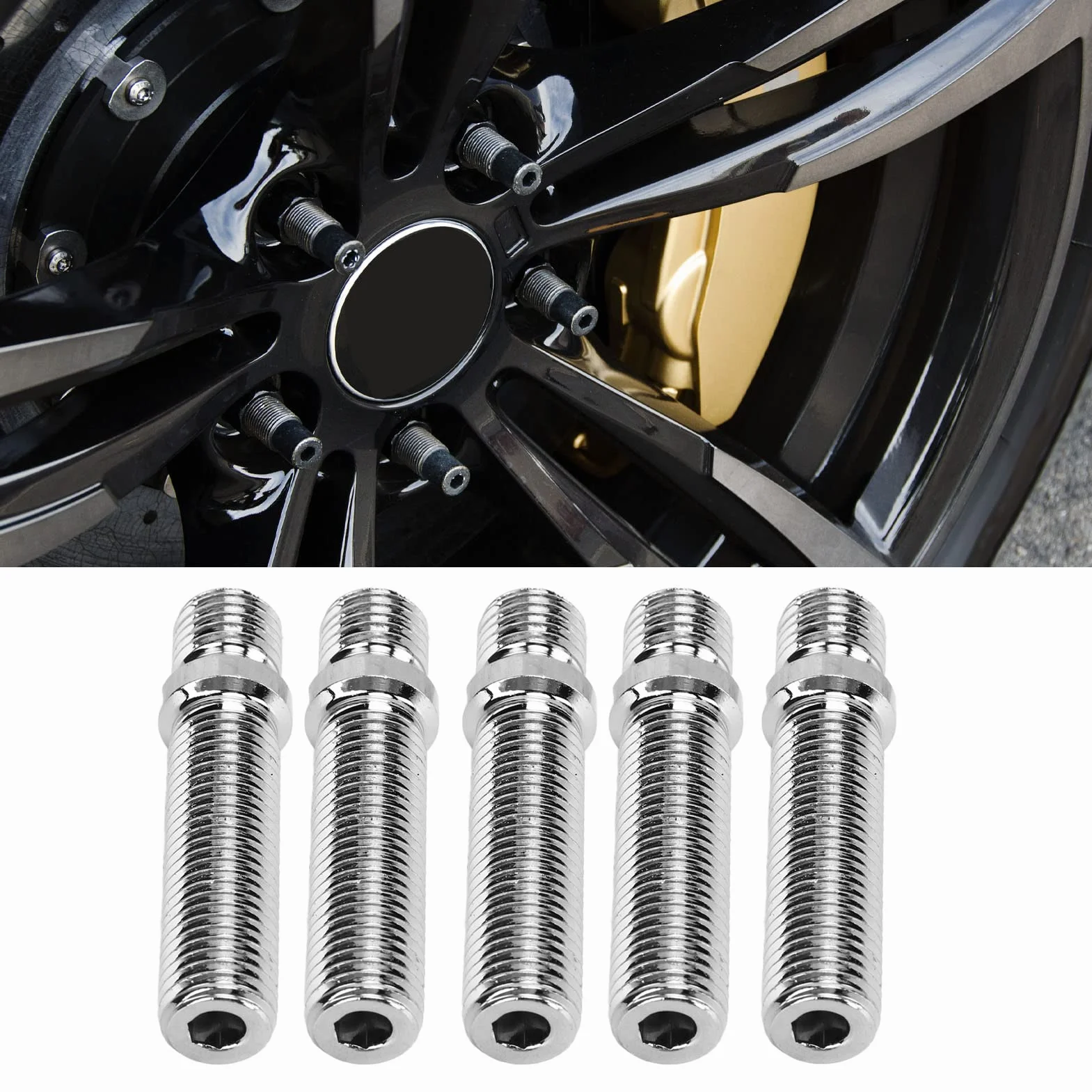 Konwersja Szpilek Koła, Fydun 20 Sztuk 58mm Rozszerzony Kołek Koła Długość Trzonu 41 Mm Adapter Szpilek śrub do Konwersji Koła Dla Samochodów(M12x1.25 to M12x1.5)