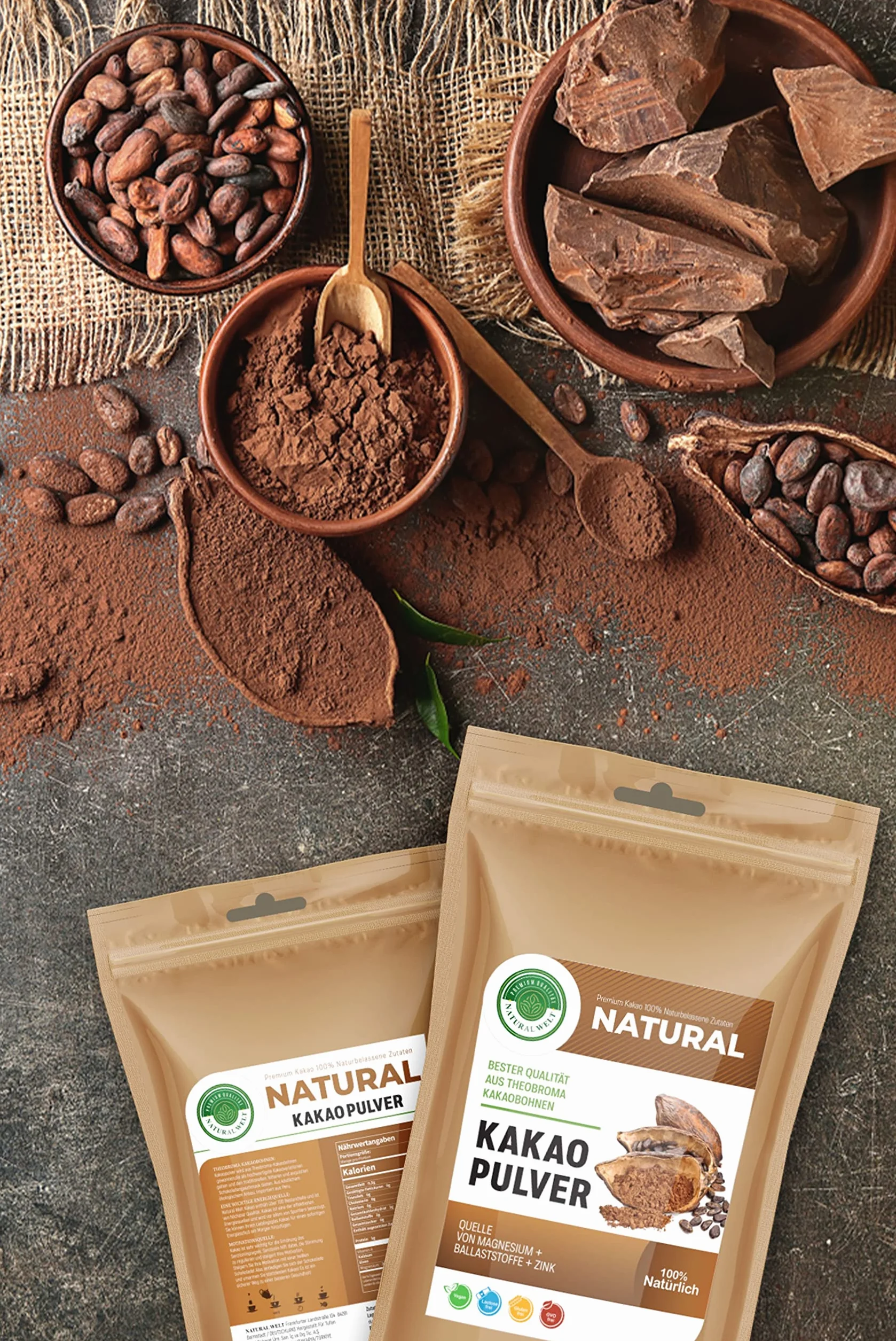 Natural Welt kakao w proszku 354 g. Surowe kakao w proszku do gorącej czekolady I z Peru I bez cukru, 100% naturalne kakao w proszku, z wysokiej jakości ziaren kakaowych