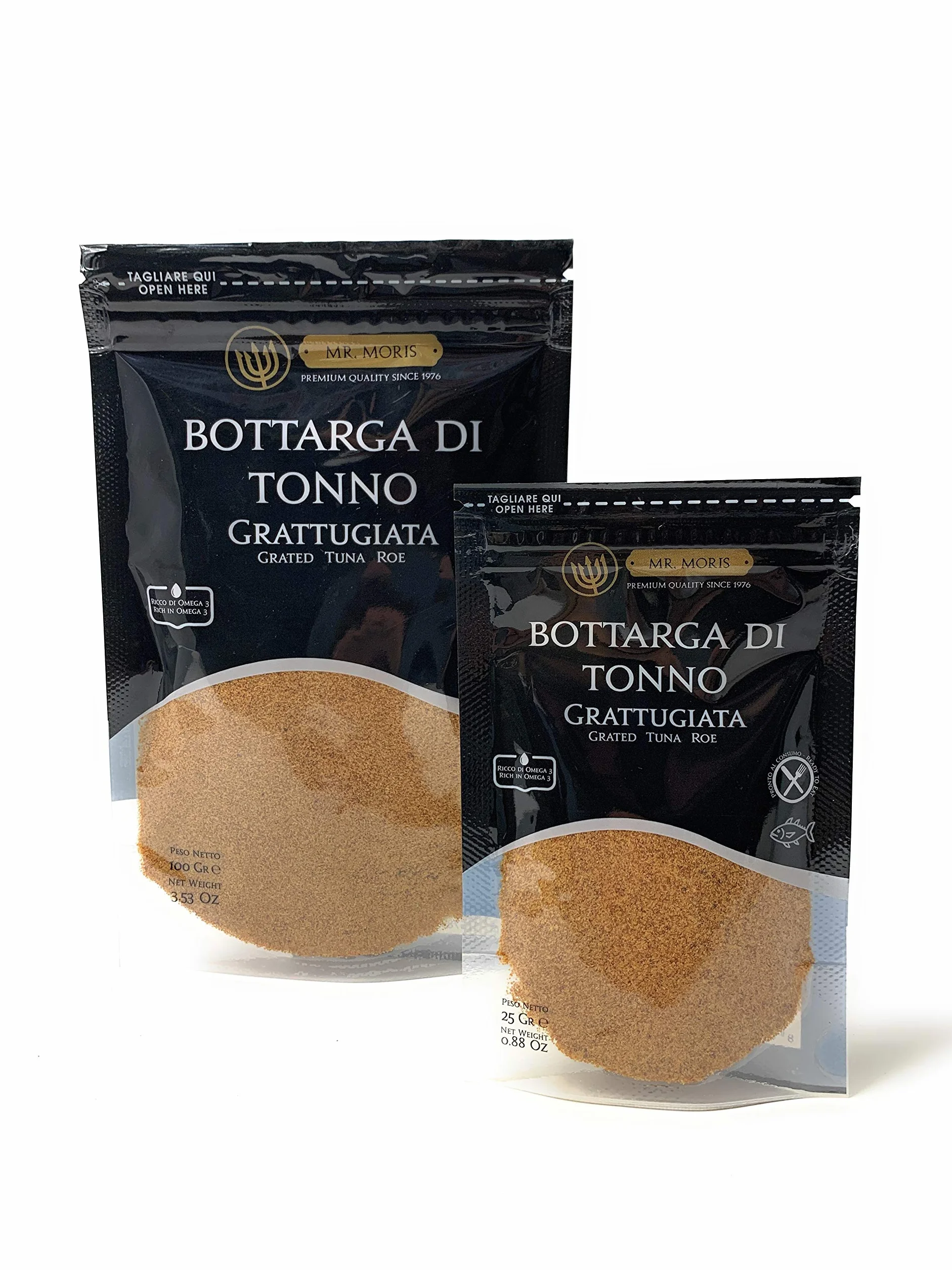 Mr Moris tuńczyk Powder Premium Quality Bottarga Kosher (Thunnus Albacares rogen Powder) w worku (25 g)