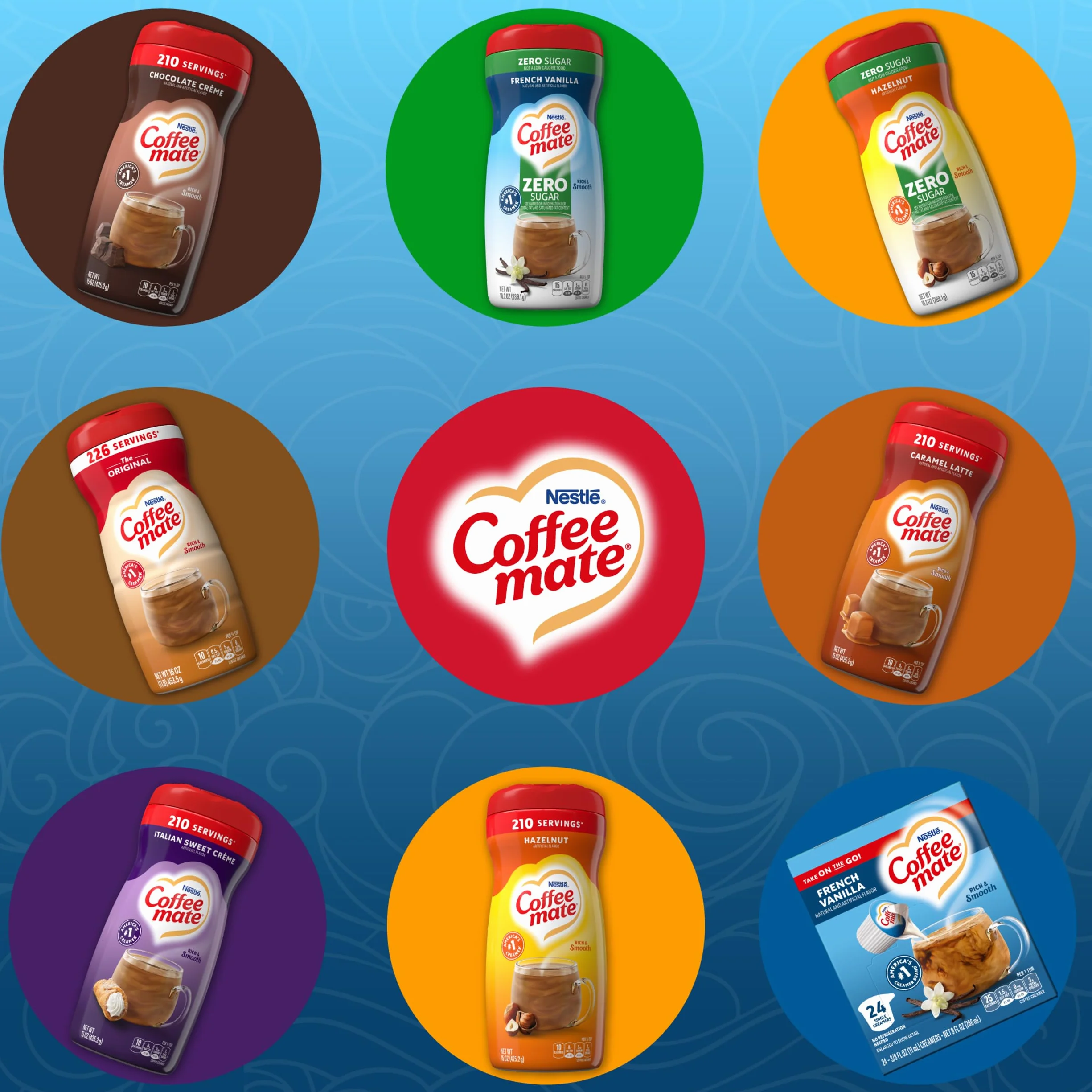 Coffee-mate Krem do kawy w słoikach o smaku francuskiej wanilii, 24 sztuki, 265 ml