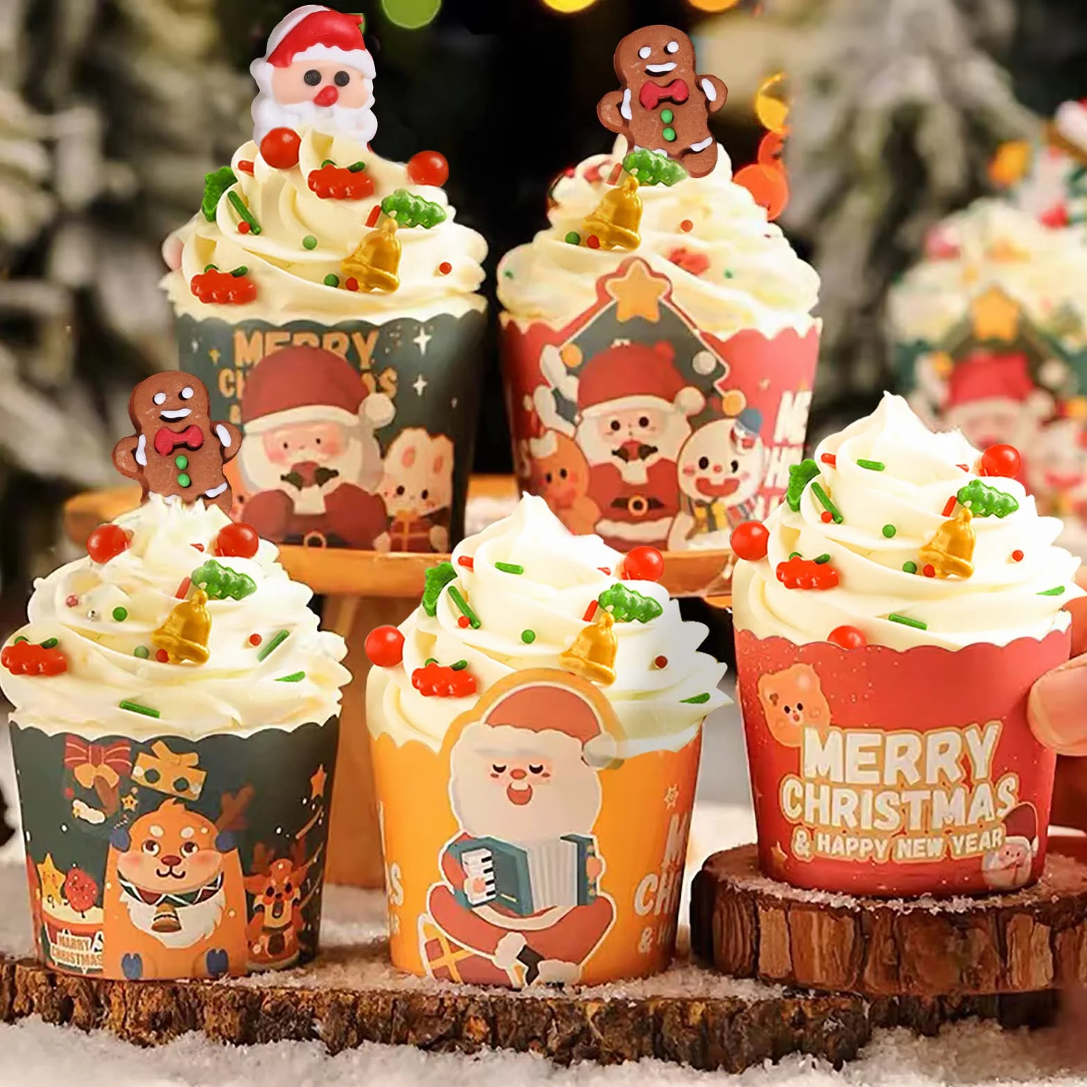 Lukinuo 3,6 oz Boże Narodzenie Sprinkles | Cookie | Ciasto Toppers Candy Mikołaj z piernika | czerwony zielony choinka urlop