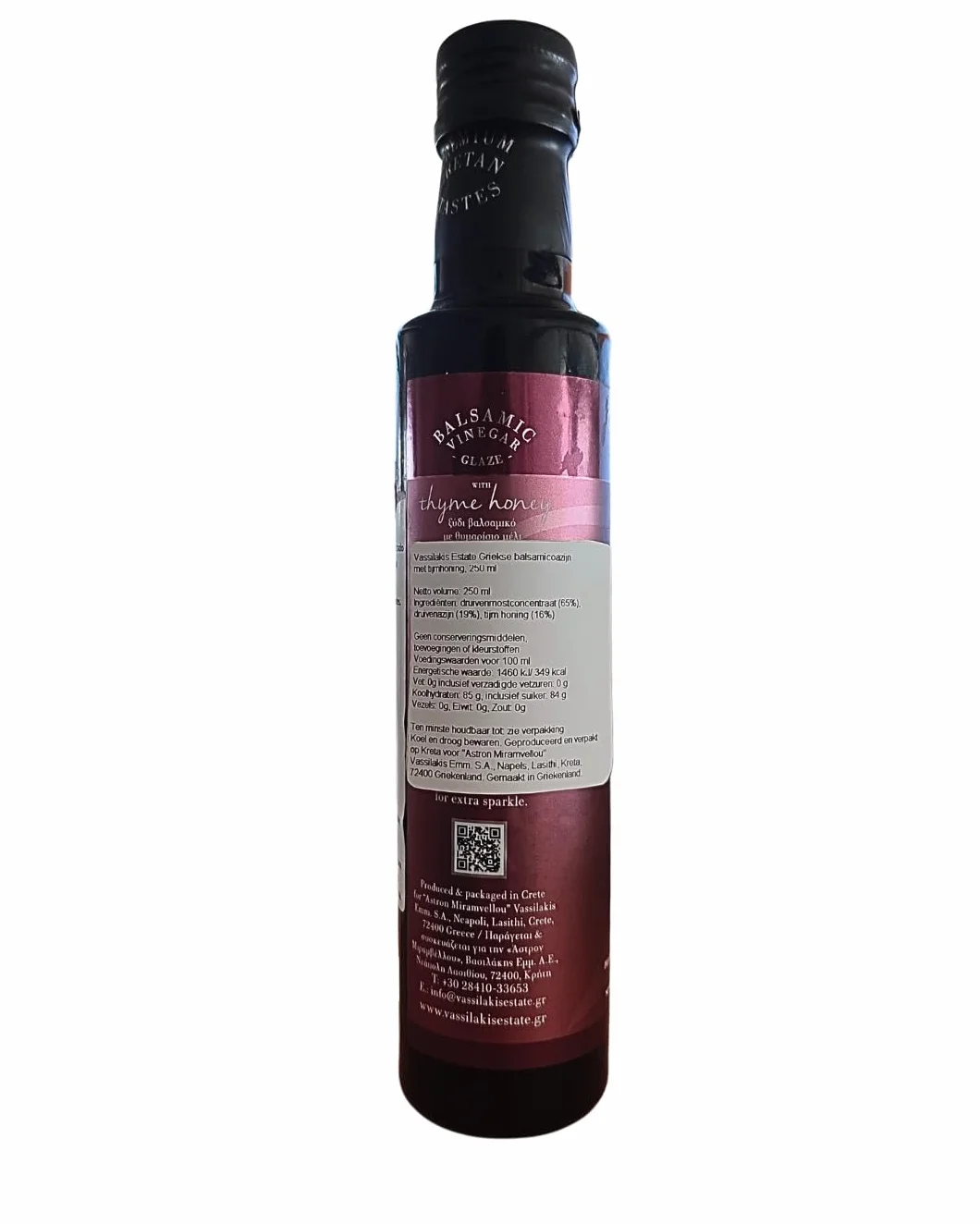Vassilakis Estate Grecki Ocet Balsamiczny z Miodem Tymiankowym, 250 ml