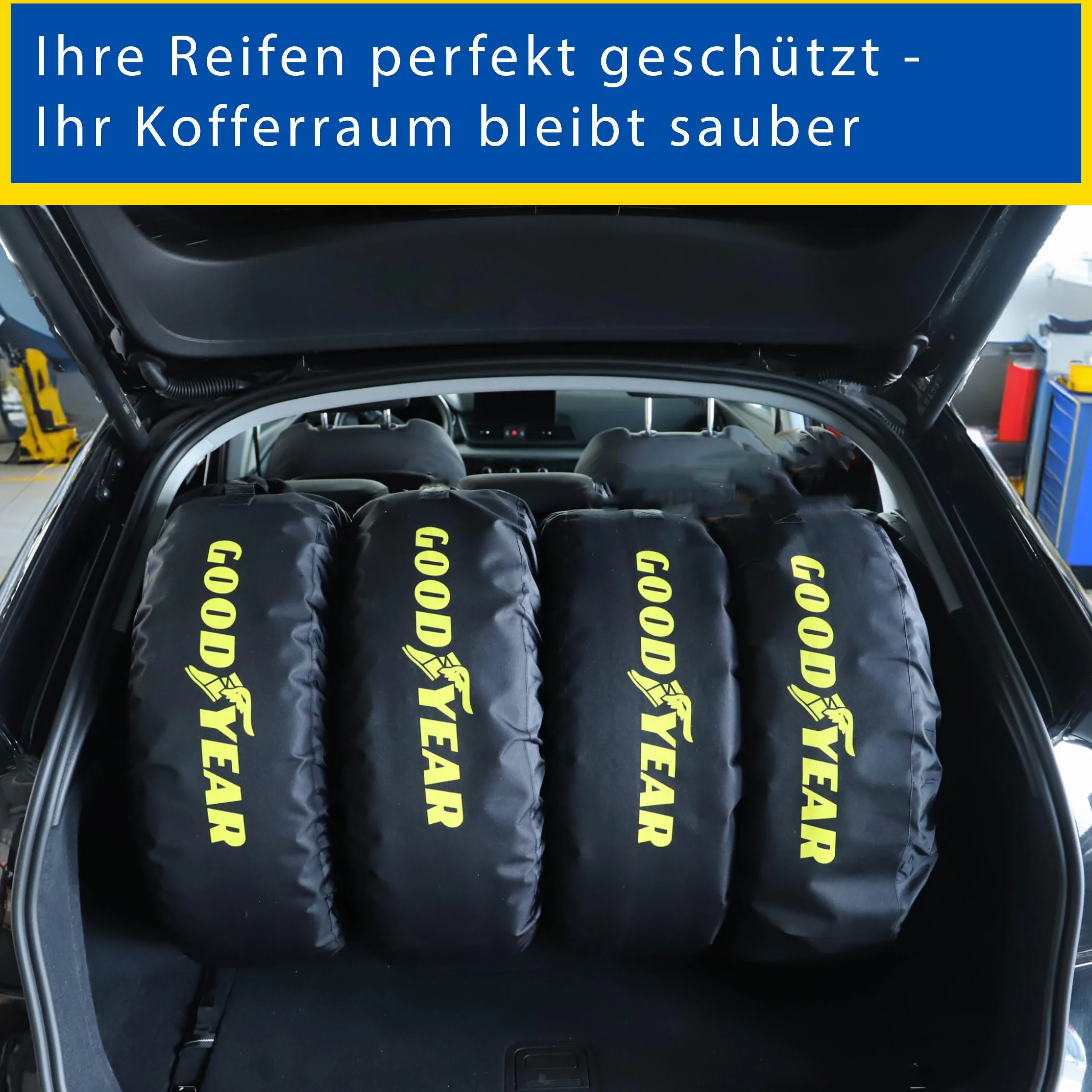 GOODYEAR Torby na opony z poliestru 600D do transportu, przechowywania opon, ochrona przed promieniowaniem UV, odporne na działanie wody, czarne, zestaw 4-częściowy