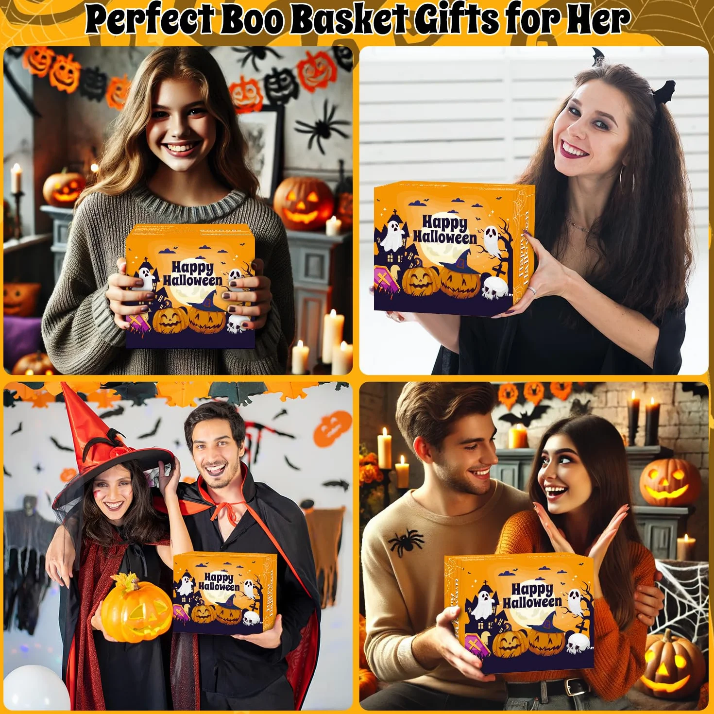 Boo Basket Prezenty dla kobiet, nastolatek, dziewcząt, wypełniacz do koszyka, dla nastolatków, dorosłych, z kubkiem z dynią, świeca zapachowa, skarpety na Halloween, prezent dla przyjaciół rodziny