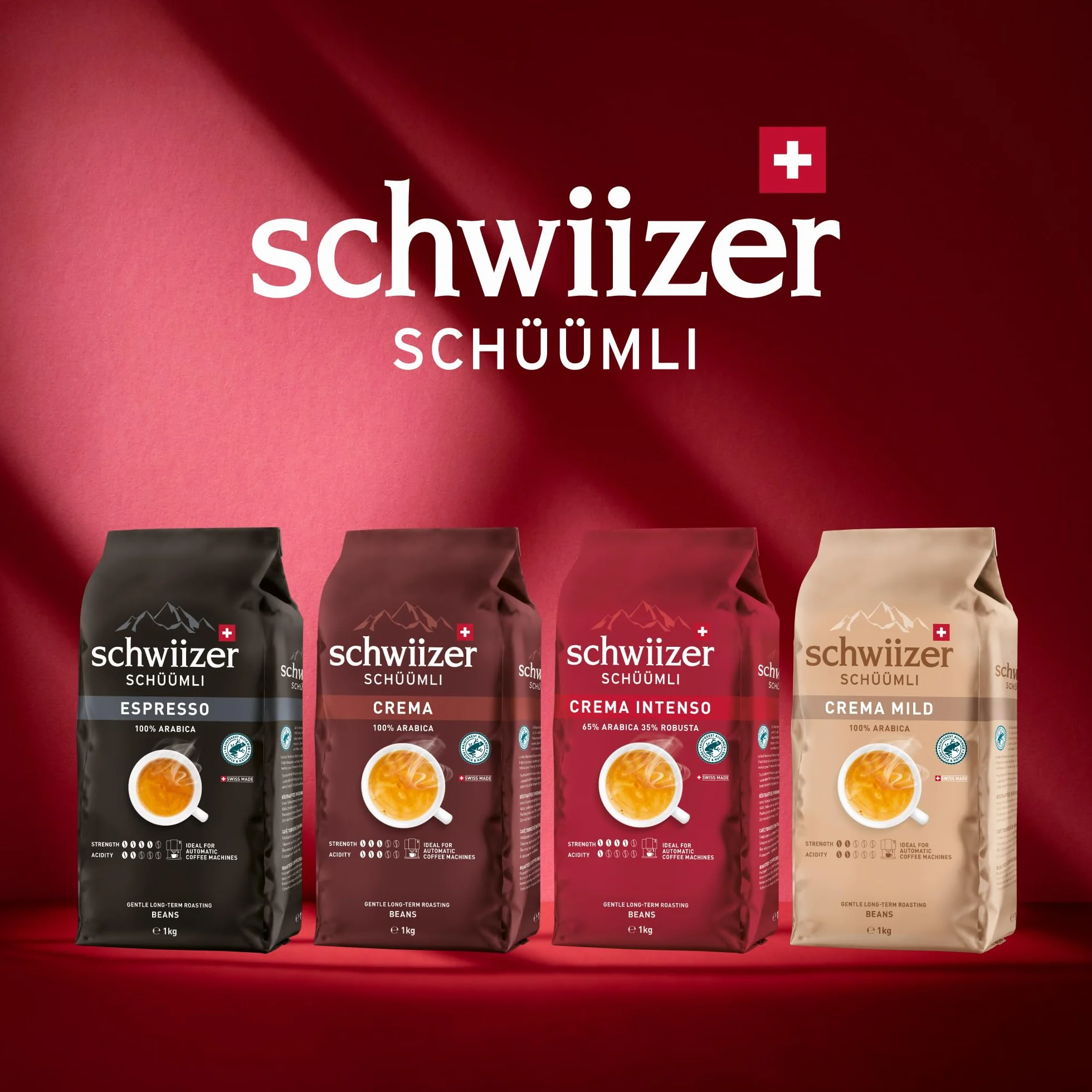 Schwiizer Schüümli Intenso kawa ziarnista 1 kg intensywność 4/5 certyfikat UTZ