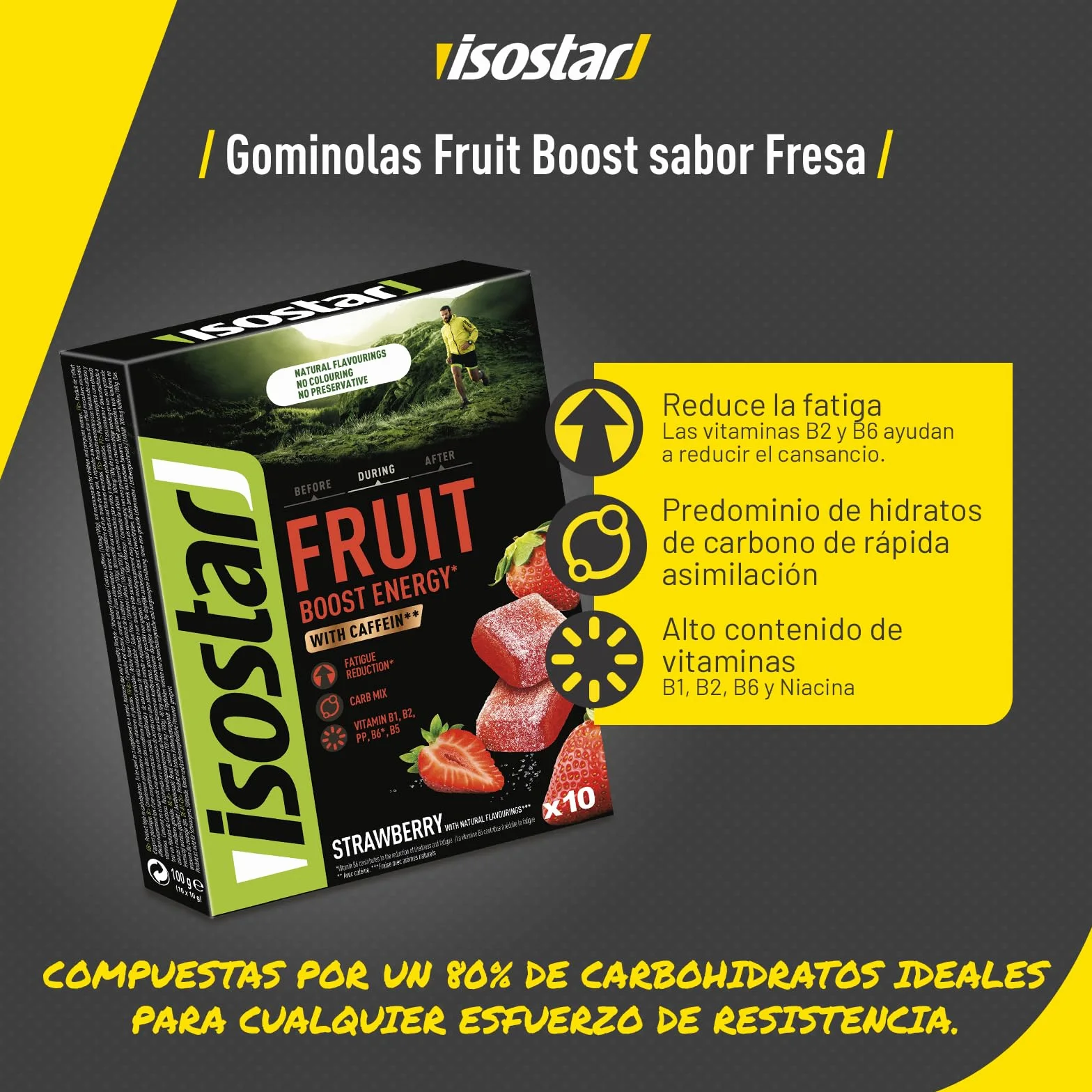 Isostar High Energy Fruit Boost Strawberry, zestaw 5 sztuk (5 x 100 g)