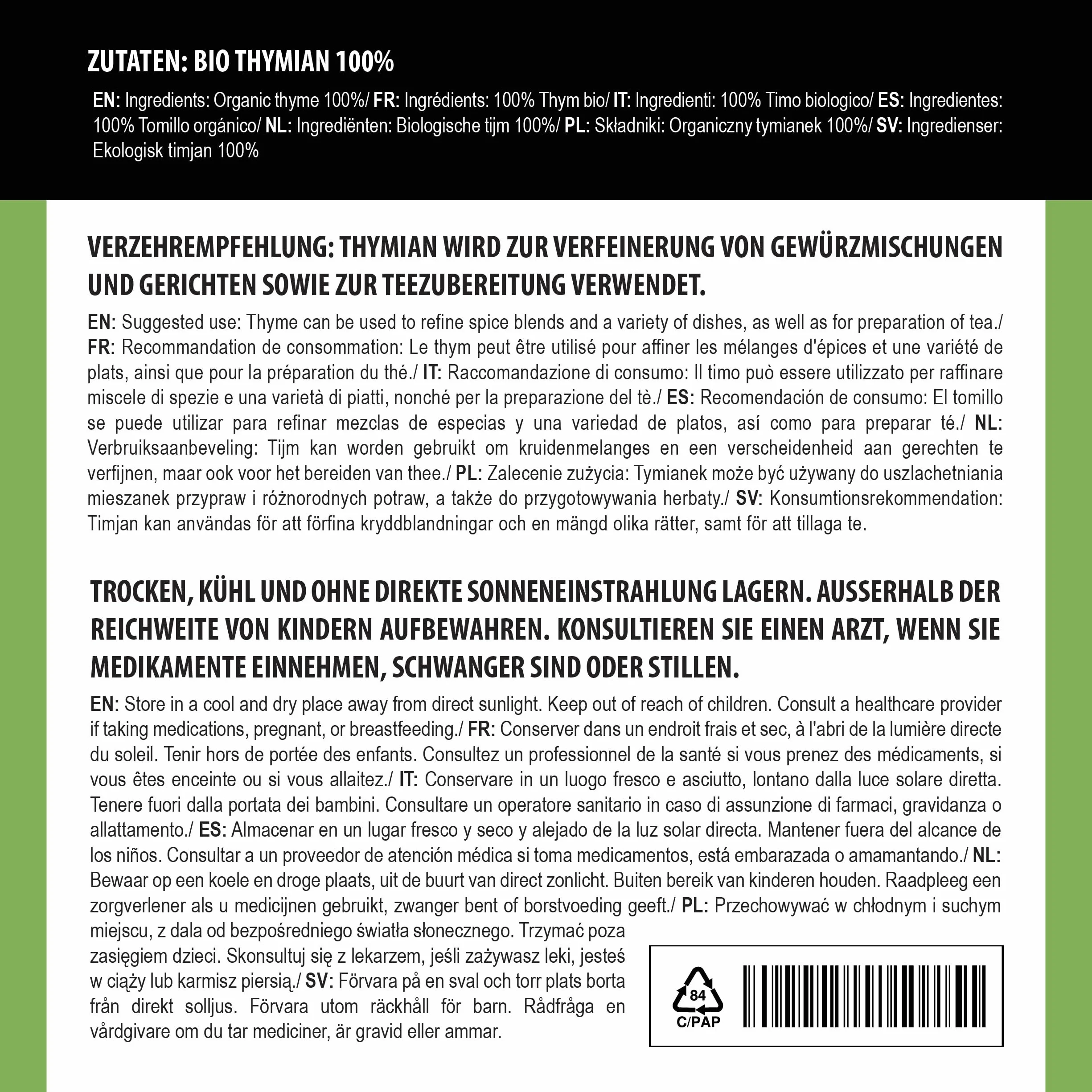 Alpi Nature Ekologiczny Suszony Tymianek 250g, Suszone i Rozcierane Ziele, Przyprawa Tymianek