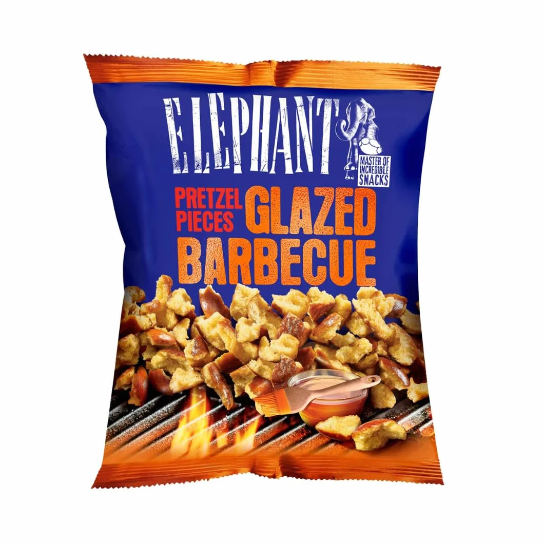 Elephant Glazed BBQ Pretzel Pieces – chrupiąca przyjemność z maratonu seryjnego – 3 x 125 g opakowanie zapasowe, w kartonie Needforsweet