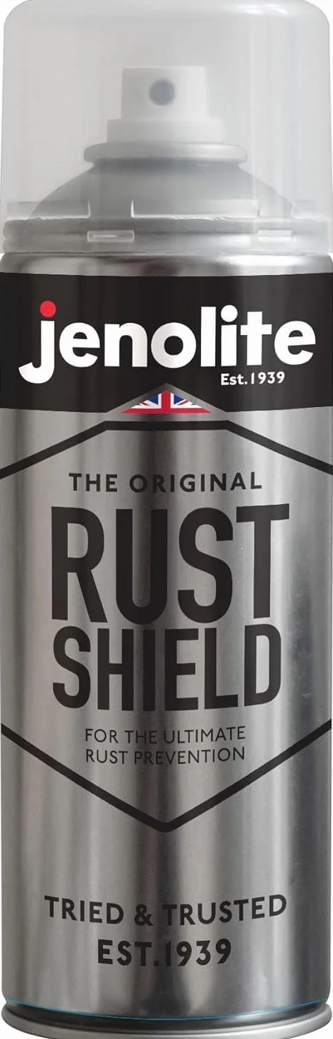 JENOLITE Rust Shield przezroczysty lakier w sprayu, 400 ml, spray zapobiegający rdzewieniu, chroni przed rdzą i korozją metalu, idealny do samochodów, motocykli, ozdób, gołego metalu i lakieru,