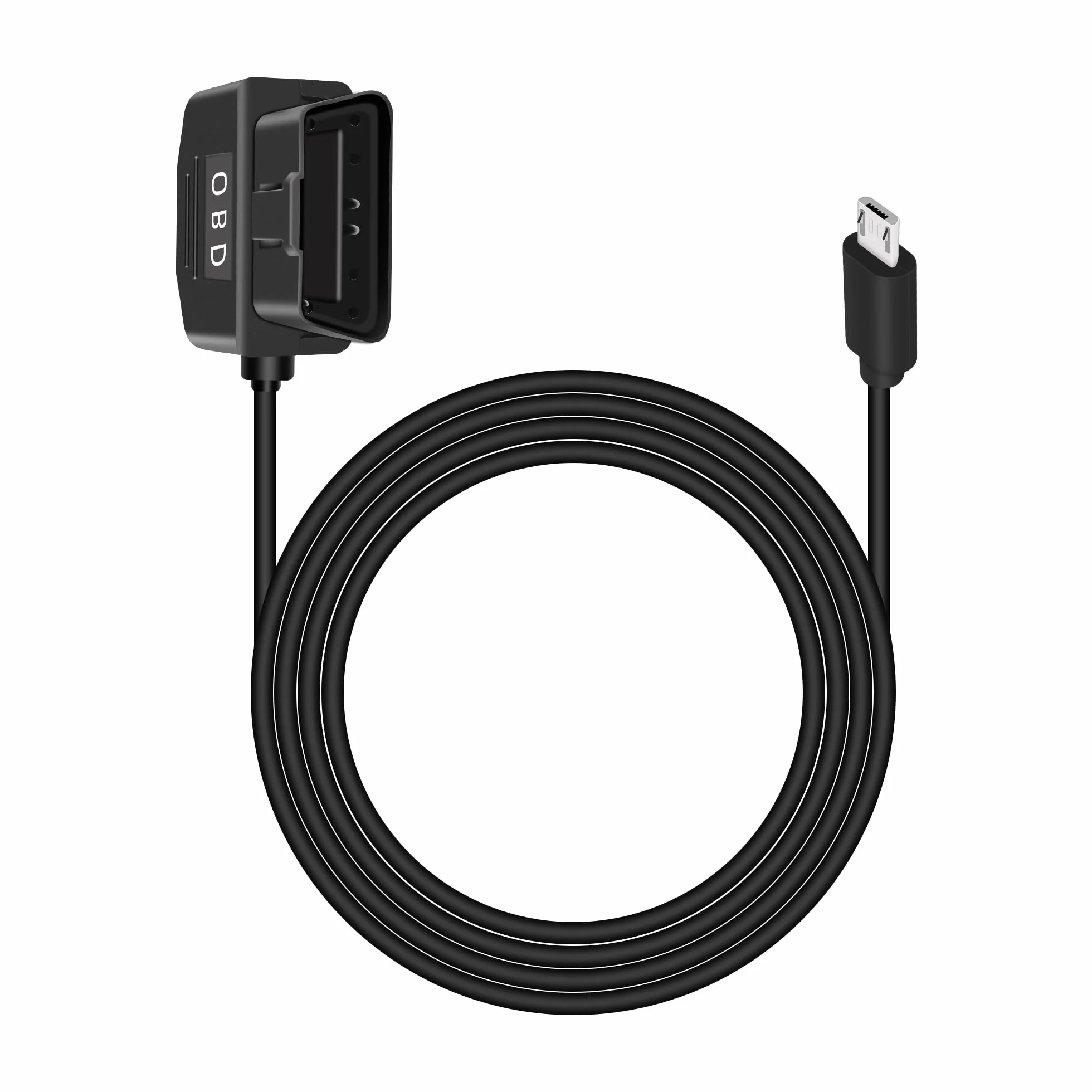 Kabel zasilający OBD do kamery na desce rozdzielczej, adapter przewodowy micro USB na OBD-II ze złączem przycisku przełącznika tryb monitora/tryb ACC (11,5 stóp/3,5 m)