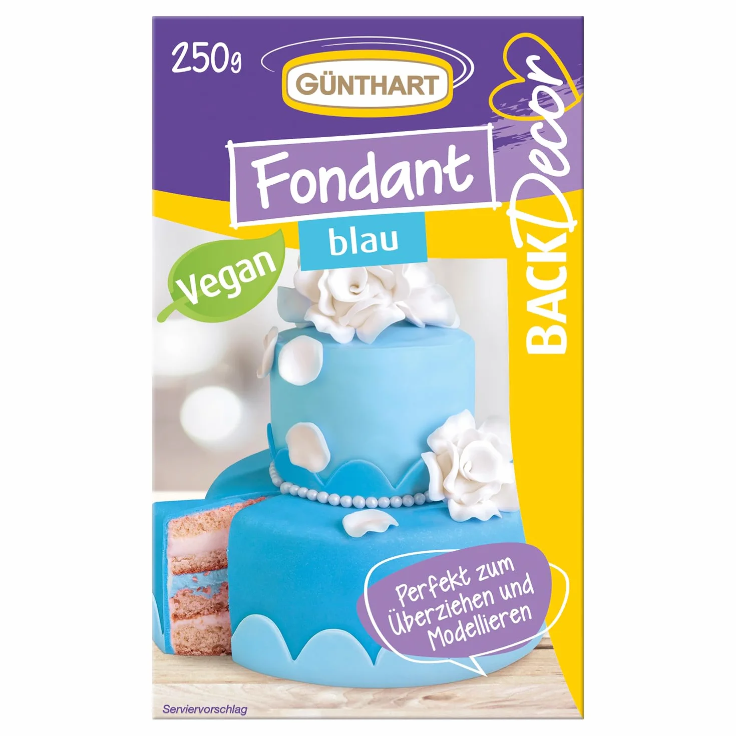 Günthart BackDecor Royal fondant | fondant niebieski | bez oleju palmowego | masa modelarska | woda | morze | niebo | (250 g)