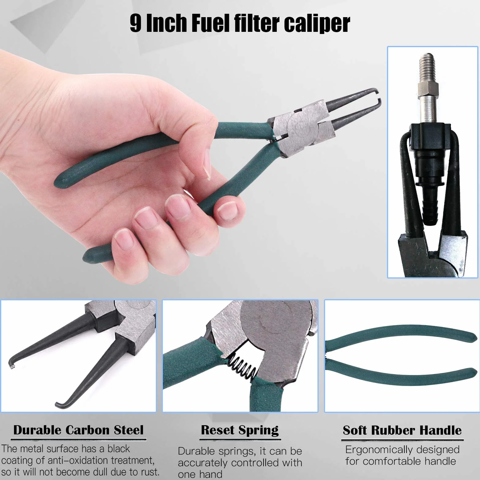 Glarks Fuel Line Pliers Set 9 Inch Fuel Filter Caliper Pipe Clamp Clip Disconnect Pliers for Auto Maintenance