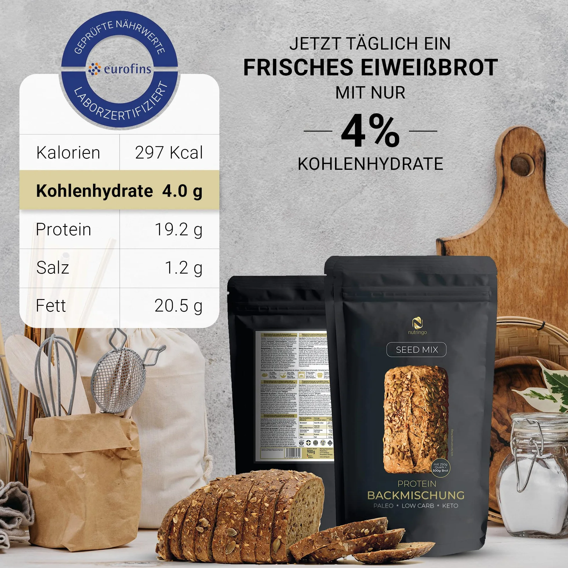 Mieszanka Do Wypieku Chleba Białkowego 20% Białka 2kg Bezglutenowy Paleo Keto