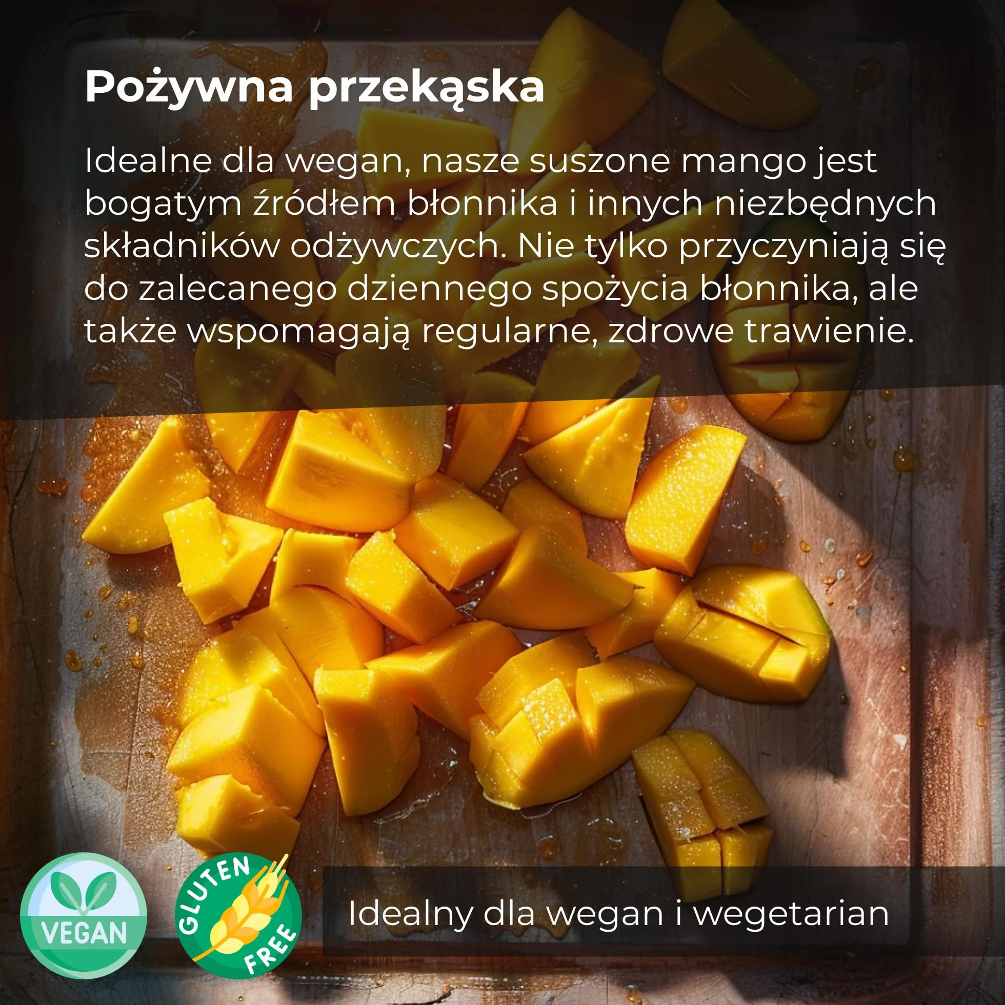 Mango suszone niesłodzone 1 kg kawałków naturalne bez dodatków Dorimed