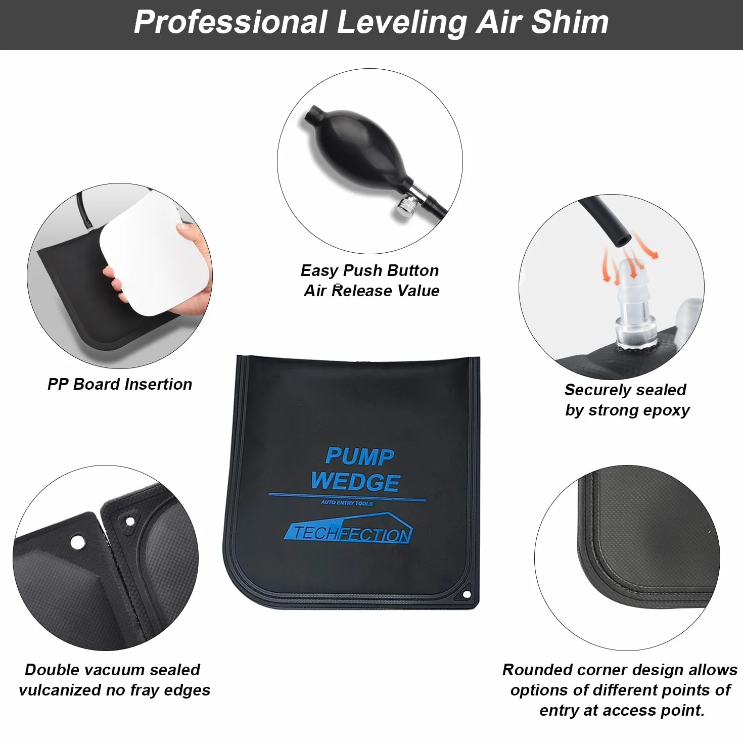 4 sztuki poduszek montażowych Air Pump Wedge poduszka powietrzna montaż poduszka rozprężna poduszka montażowa napinacz pneumatyczny (Kwadratowe+Prostokątne)