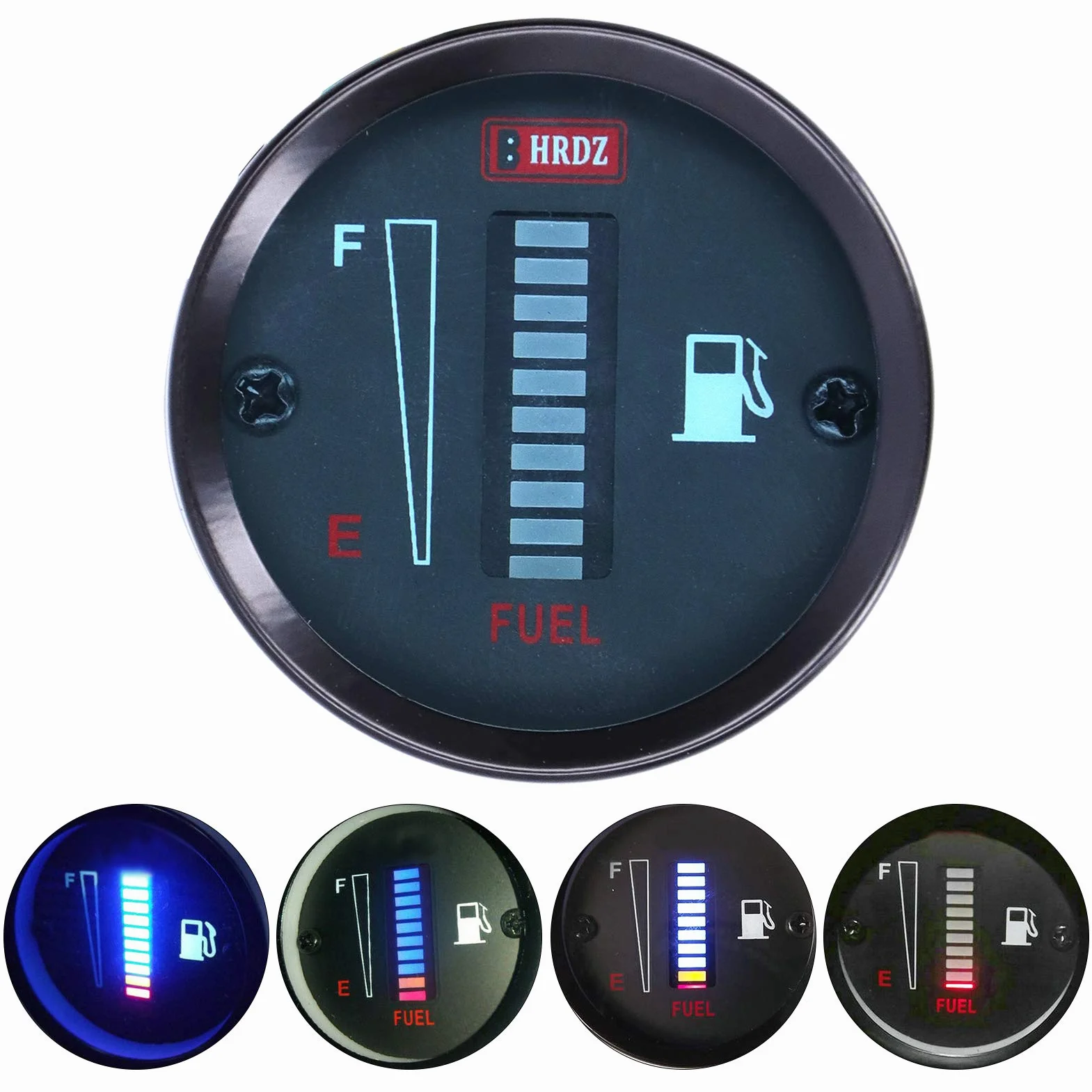 Qiilu LED Wskaźnik Poziomu Paliwa 52mm 12V Uniwersalny Regulowany dla Samochodów, Motocykli, Ciężarówek i RV