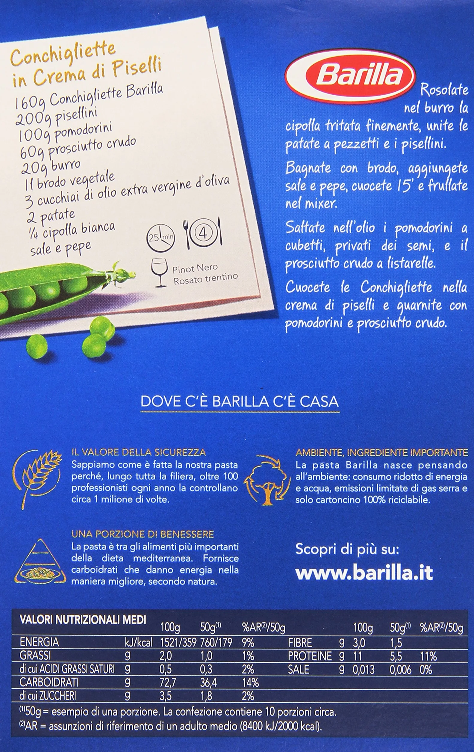 Makaron Muszelki Pastina 500g - Barilla produkt na włoski rynek drobny