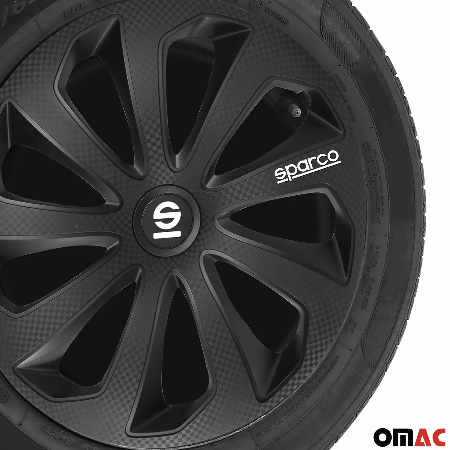 Sparco SP 1574BKC Zestaw kołpaków na koła Sicilia 15 w kolorze czarnym/karbonowym