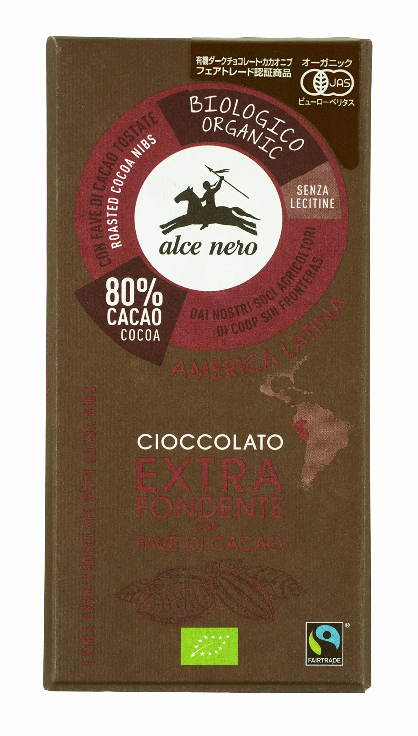 Czekolada gorzka z kawałkami kakao FAIR TRADE BIO 100 g - ALCE NERO