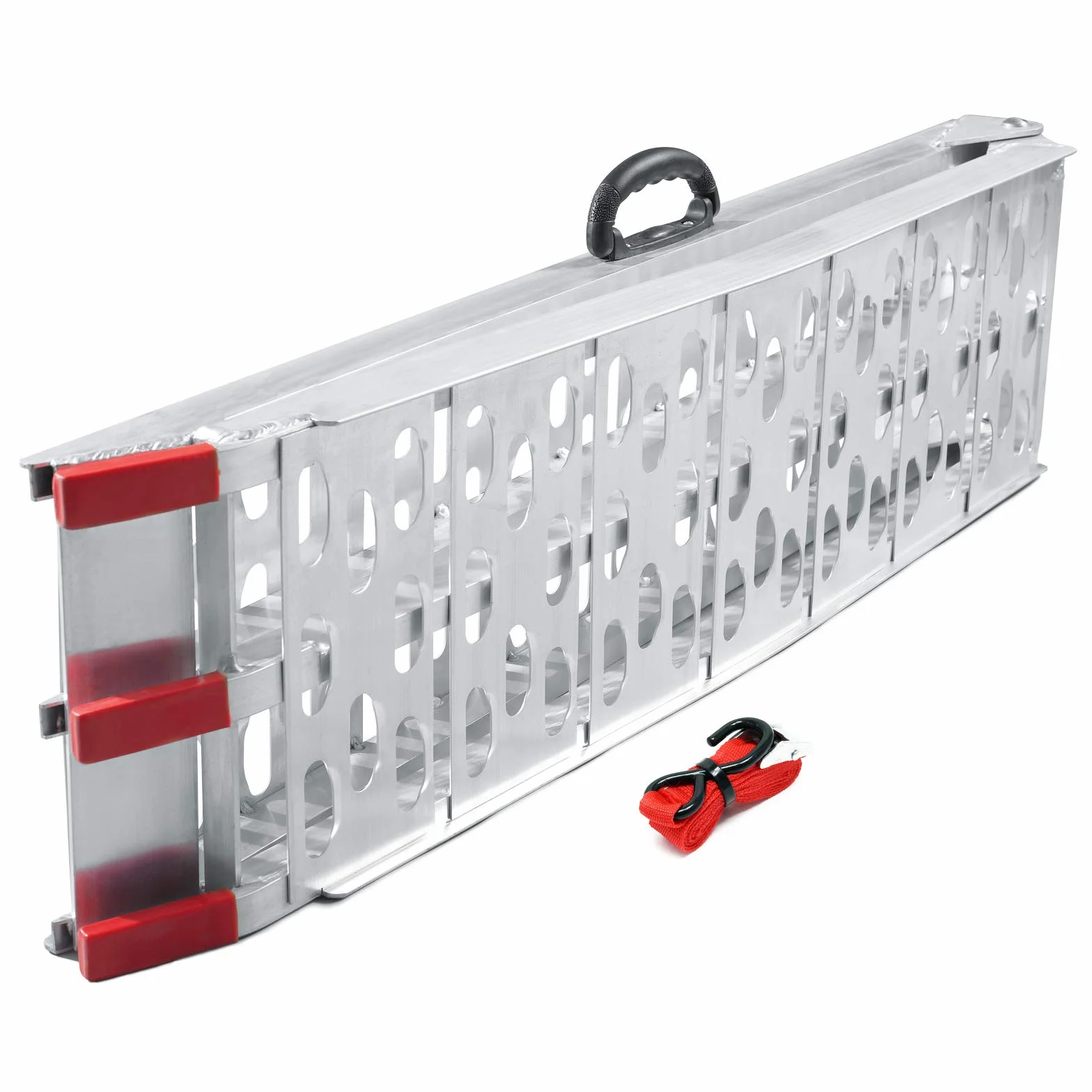 Wiltec Składany najazd aluminiowy o długości 226 cm i udźwigu 340 kg, lekka i łatwa rampa do przechowywania, do załadowania quadów i motocykli