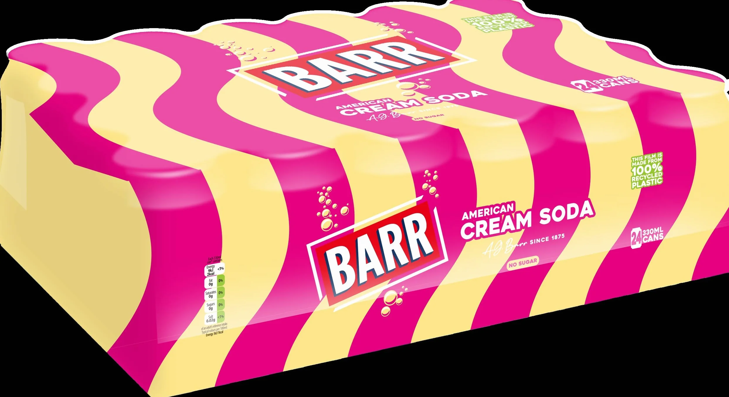 BARR Od 1875 roku, Cream Soda, 24 opakowania puszek na napoje gazowane, bez cukru, 24 x 330 ml