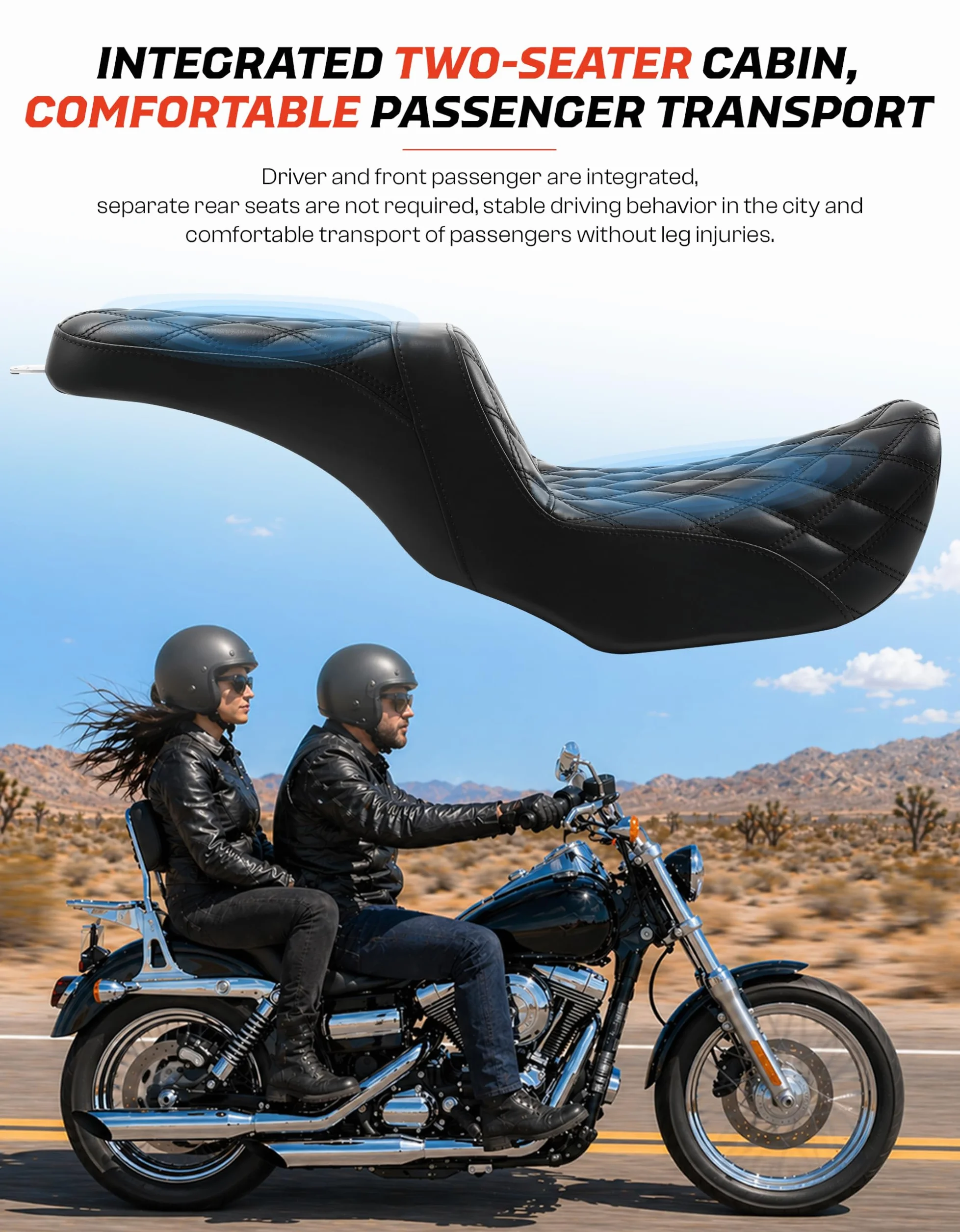 TCMT Siedzenie kierowcy i pasażera pasuje do Dyna Super Glide Street Bob Wide Glide Fat Bob Low Rider Switchback 2006-2017